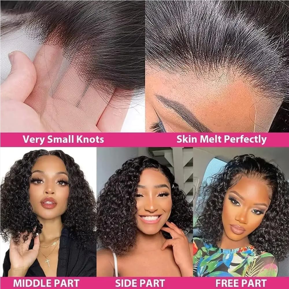 13X4 Bob Wig Human Hair Short Deep Wave Lace Front Wigs Human Hair 180% Density Deep Curly Hd Lace Frontal Human Hair Wig For Wo