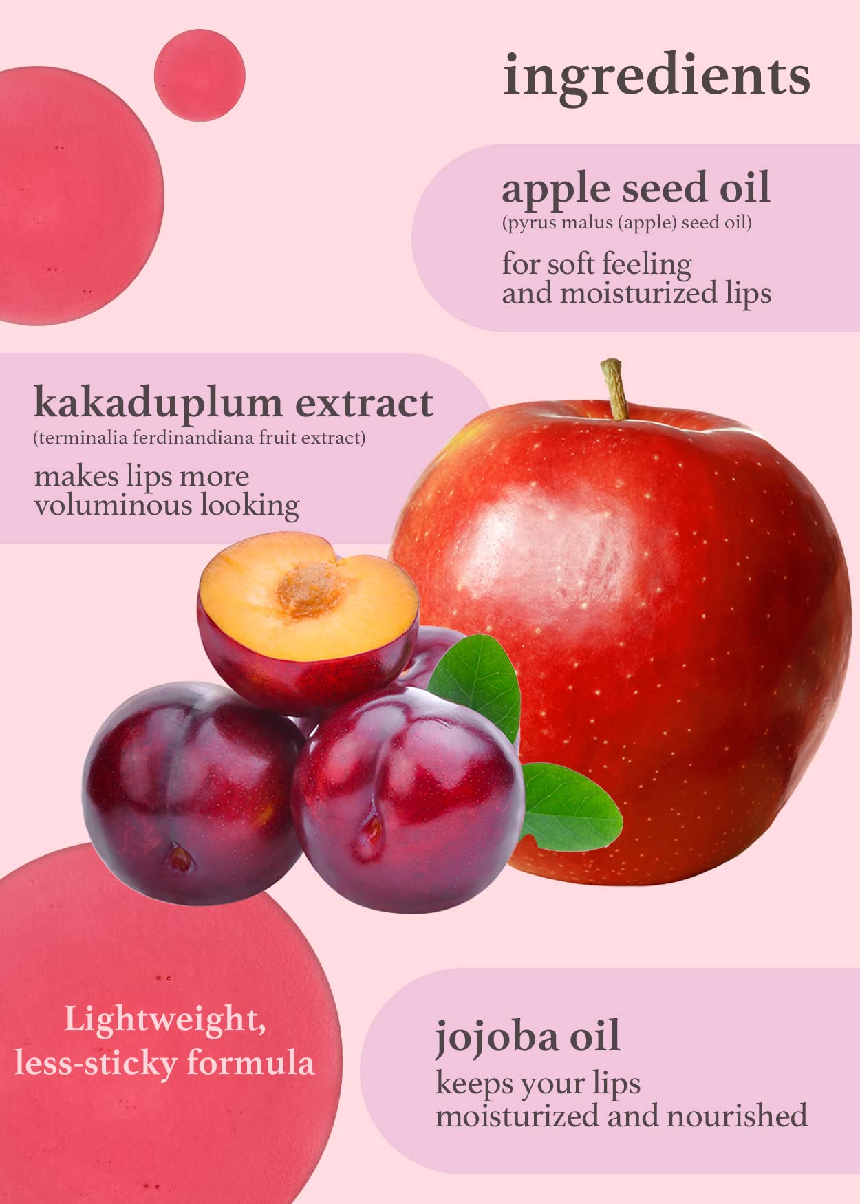 Nooni Korean Lip Oil - Appleplum With Apple Seed Oil, Lip Stain, Mothers Day,Gift, Moisturizing, Glowing, Revitalizing, And Tint
