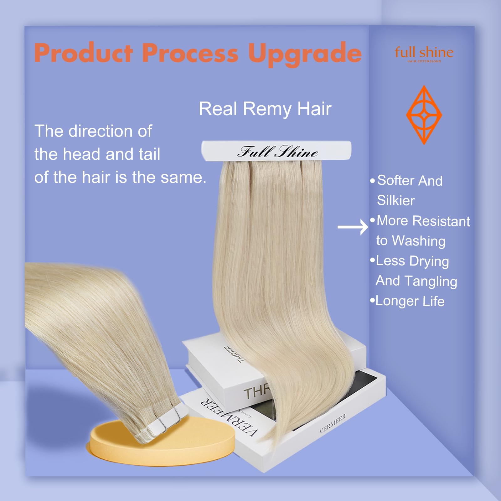 Full Shine Fashion Tape Hair Extensions Real Remy Human Couture Short 12 Inch Color 60 Platinum Blonde In Remy 20 Pieces 30G Thi