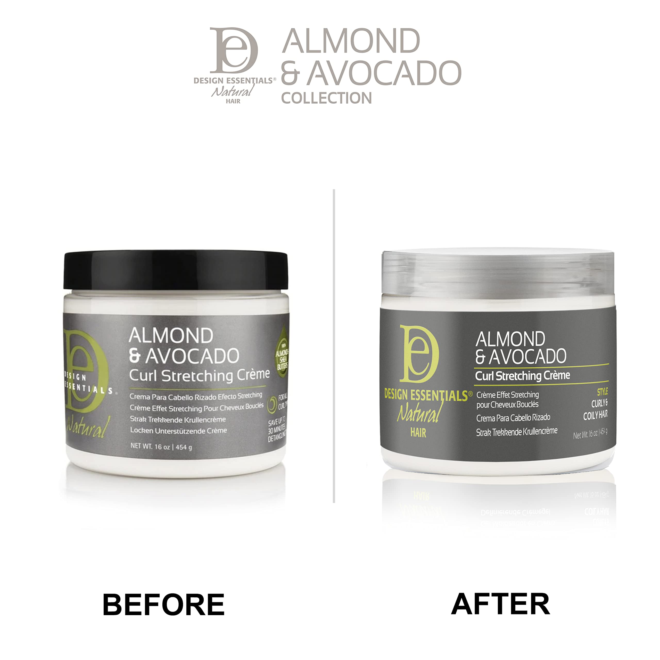 Design Essentials Natural Almond & Avocado Curl Stretching Cream For All Curl Types, Stretching Crme, 16 Fl Oz