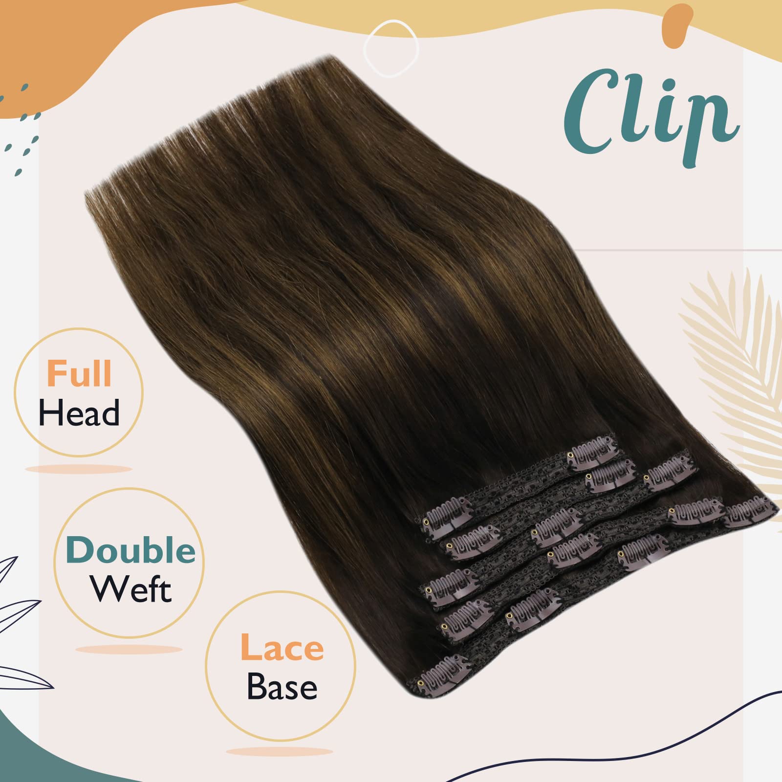Ve Sunny Brown Clip In Hair Extensions Real Human Hair Balayage Short Hair Clip In Extensions Human Hair Dark Brown Balayage Med