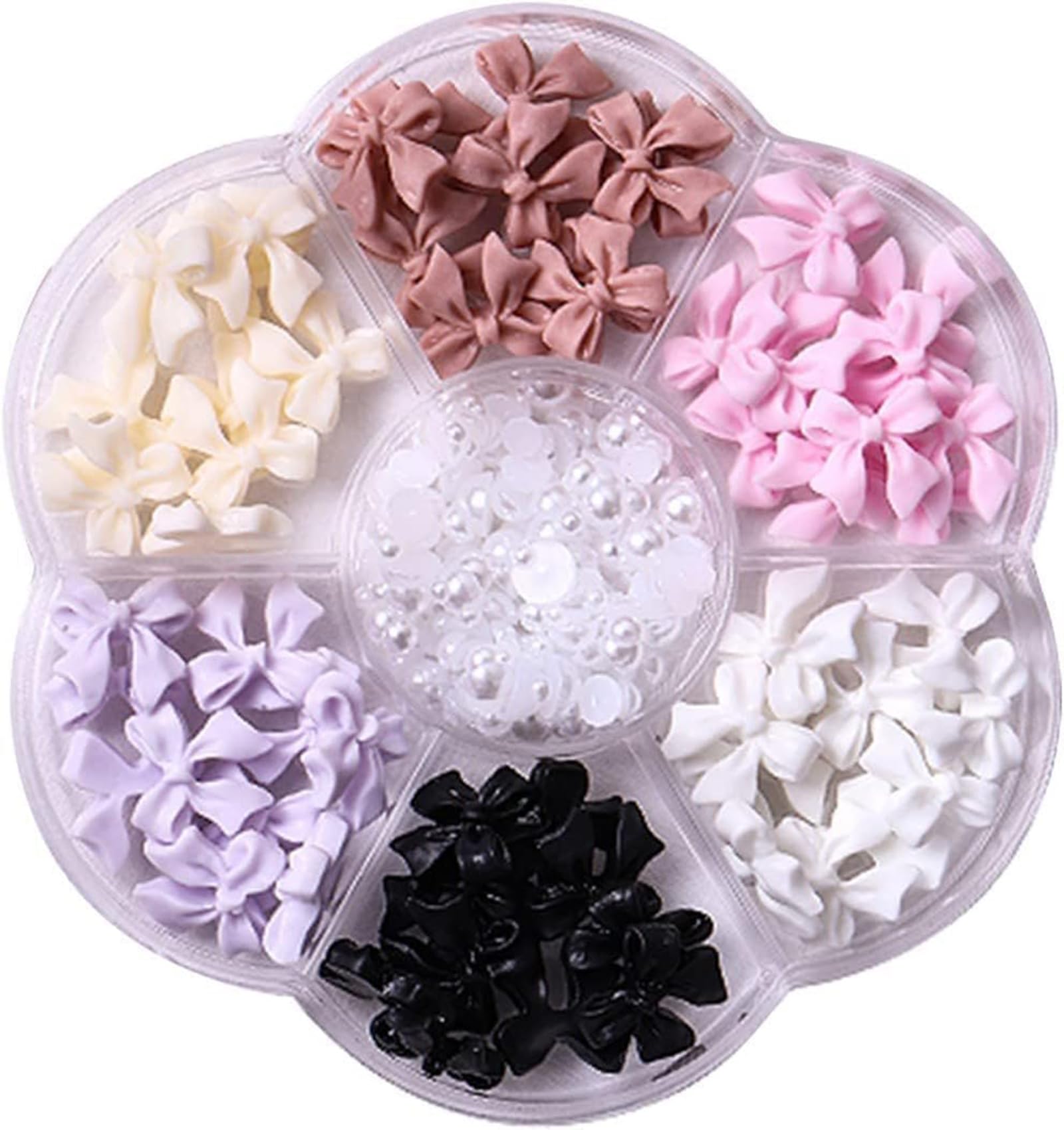 Colorful Bow Nail Charm Rhinestones Crystal for Women Girl, 1 Box Colorful 3D Bow-Knot Resin Nail Art Charms Pearl Nail Jewel St