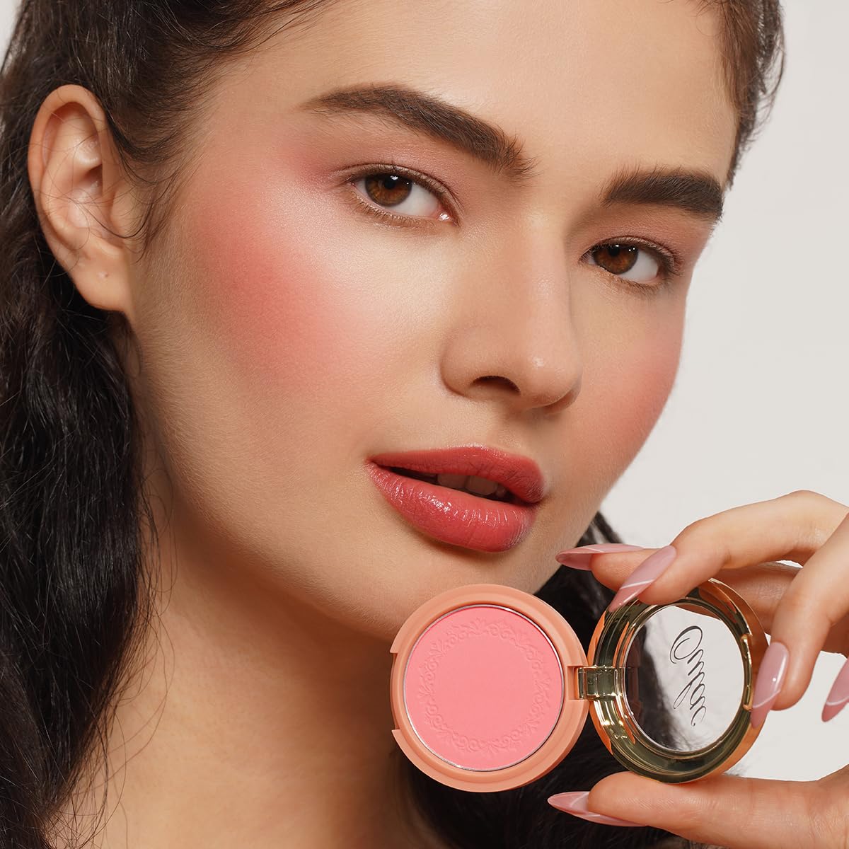 Oulac Yellow Pink Blushers for Cheeks Fair Skin Vegan,Mineral Powder Blush,Rich Colors, Buildable Blusher, Easy to Blend,Vegan,4
