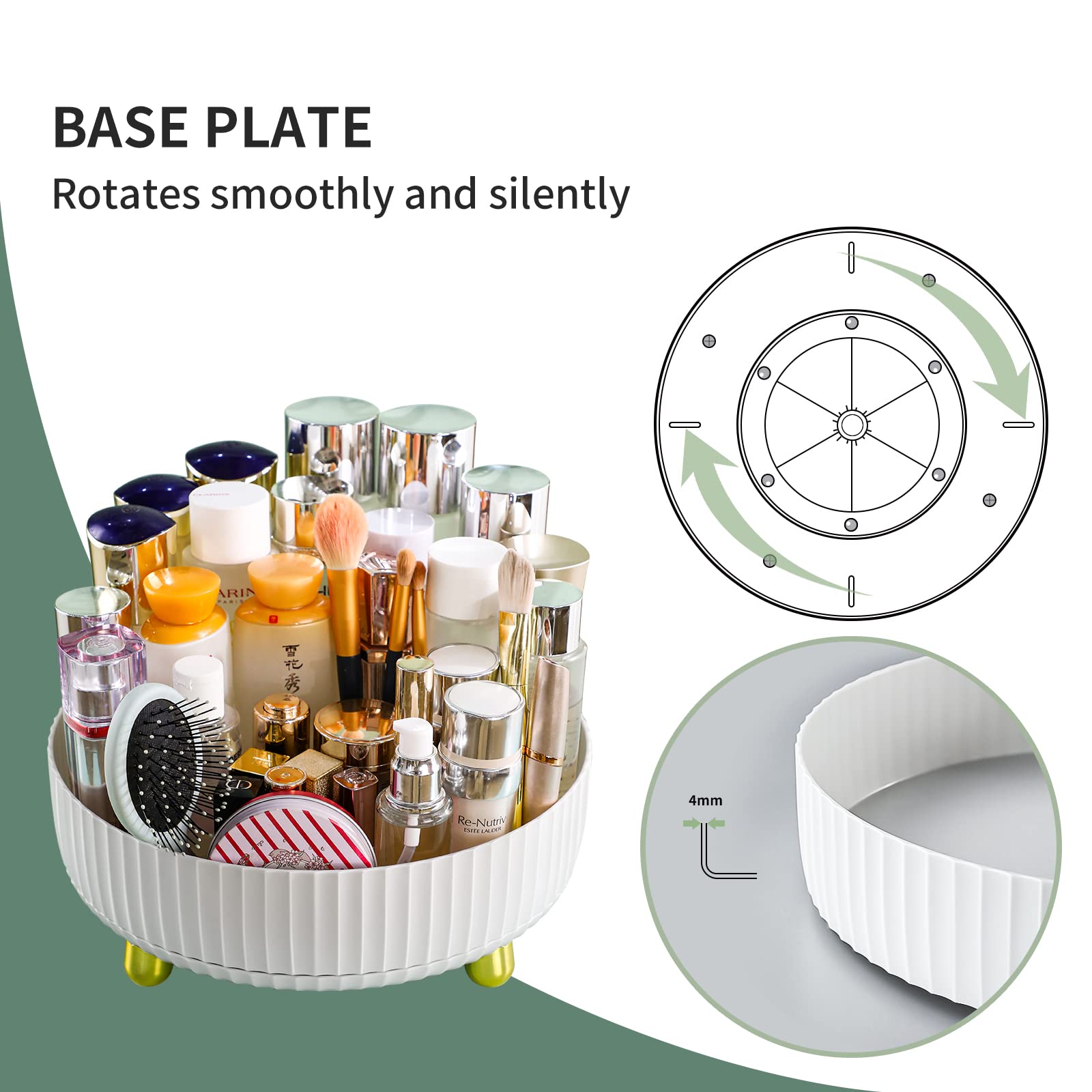 Funest Makeup Perfume Organizer, 360 Degree Rotating Lazy Susan Cosmetic Desk Storage Lotions Display Case Round Gift Tray With