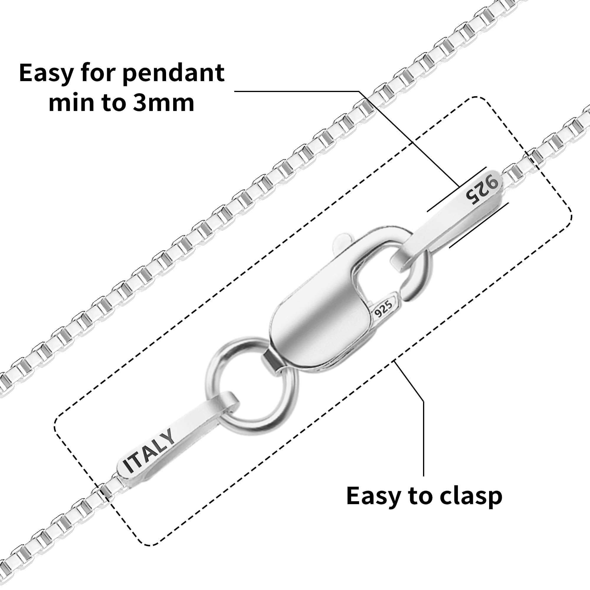 ASHINE Chain Necklace Sterling Silver Chain Silver Chain Silver Chain Necklace for Women Valentine Charm Jewelry Chain Long Neck