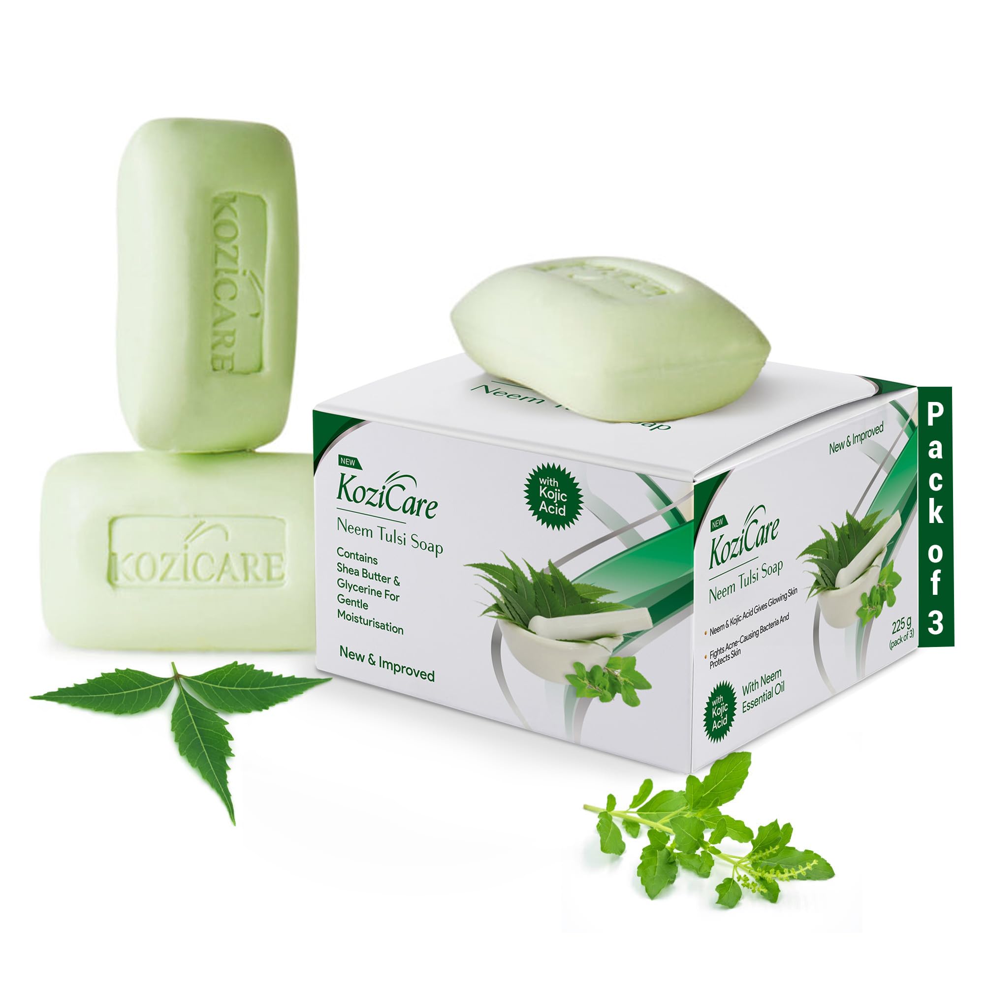 Kozicare Kojic Acid Soap & Glutathione | Body Tan Removal & Detan | Whitening | Neem Tulsi | For Bath | Bathing | Bath Combo Off