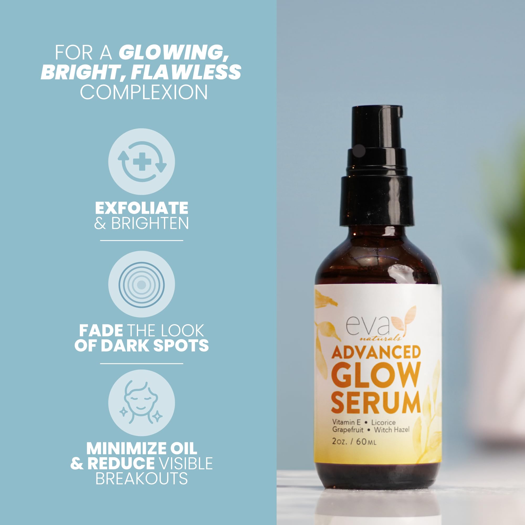 Revitalizing Glow Serum - Dark Spot Reduction with Licorice Root, Witch Hazel, & Aloe - Enhances Natural Glow, Evens Skin Tone -