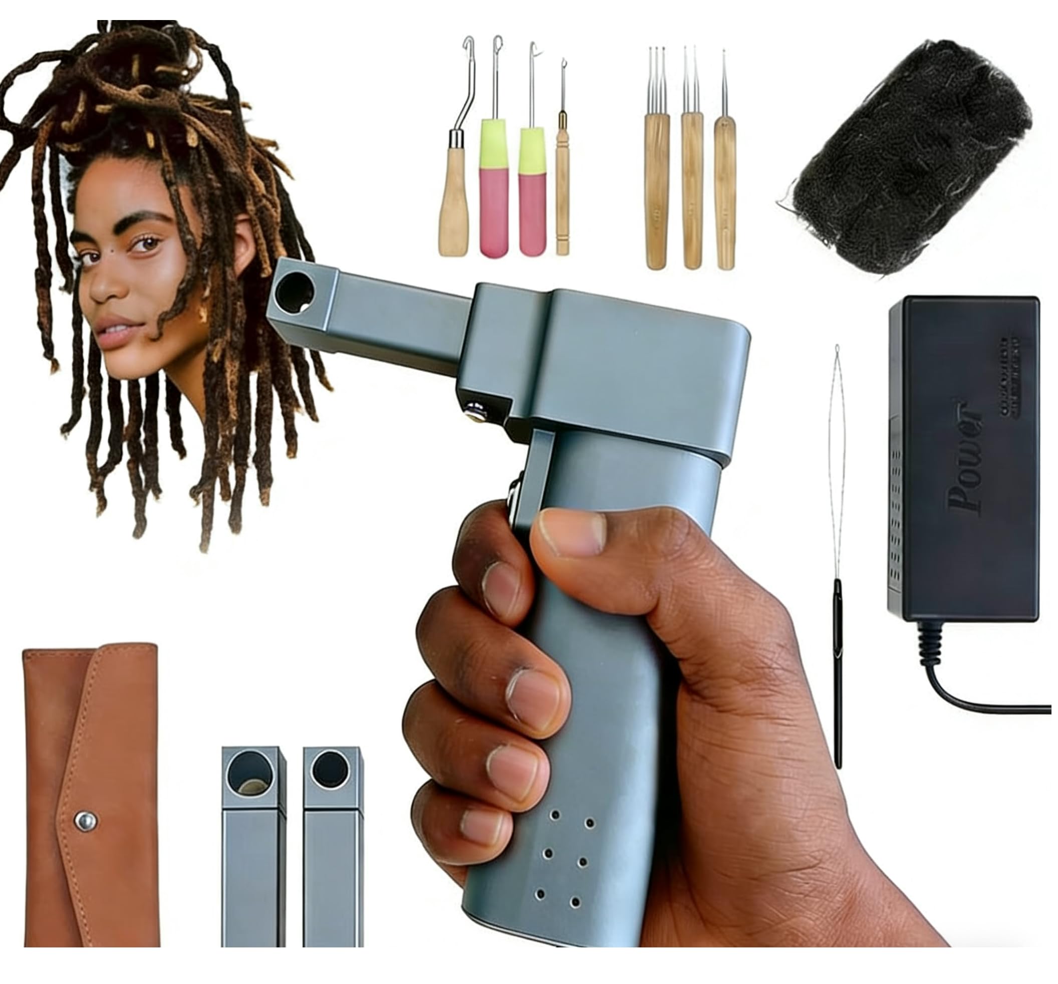 Dreadlock Machine Loc Machine for Dreadlocks Dreadlocks Maker Hair Extensions Loc Machine with 3 Replacement Holes and Multiple 