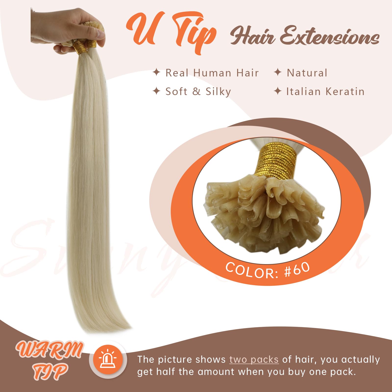 Sunny Blonde U Tip Hair Extensions Human Hair 24Inch U Tips Hair Extensions Platinum Blonde U Tips Human Hair Extensions Long Pr