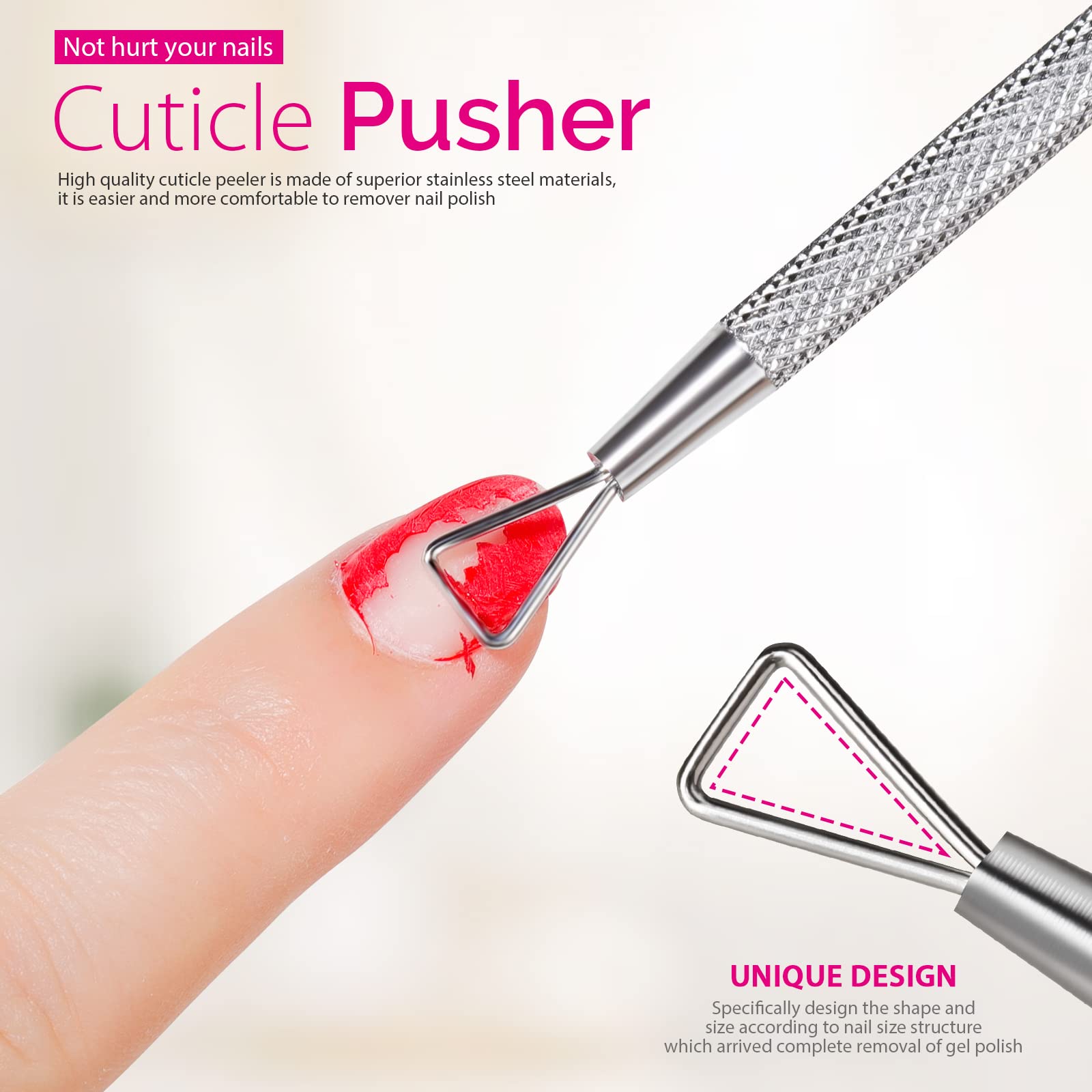 Teenitor Nail Gel Remover Tools Kit With Nail Remover Clips, Nail Remover Pads, Nail Brushes, Nail File Buffer, Cuticle Peeler B