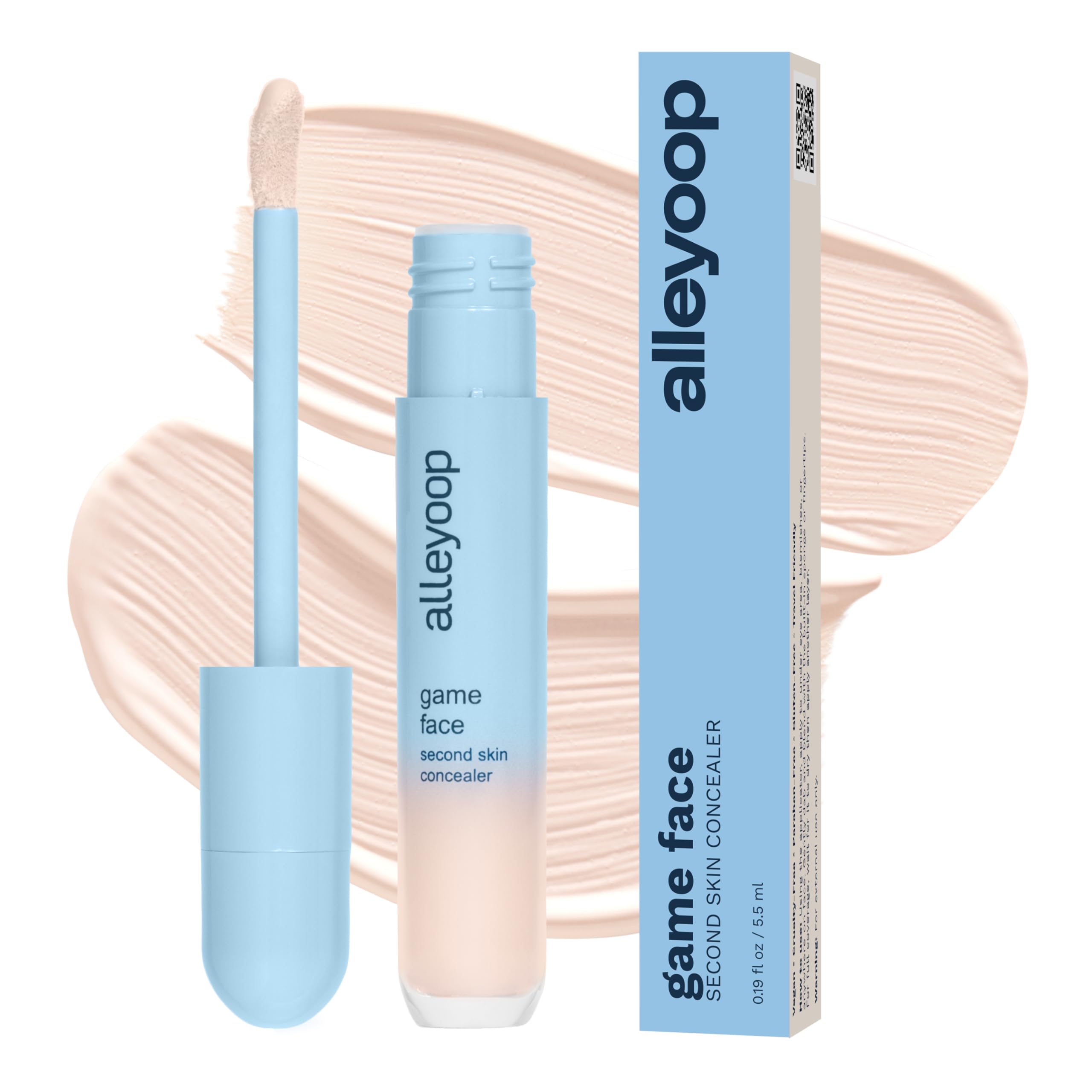 Alleyoop Game Face Makeup Concealer - Lightweight, Buildable Under Eye Concealer for Dark Circles, Hydrating Cream Formula for W