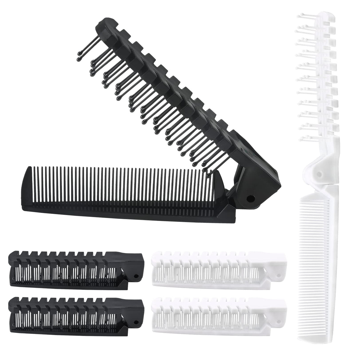 Qjaiune 6PCS Foldable Brush Comb, Anti-Static Hair Comb Mini Pocket Comb, Double Headed Hair Brush Hairdressing Tools Plastic Fo