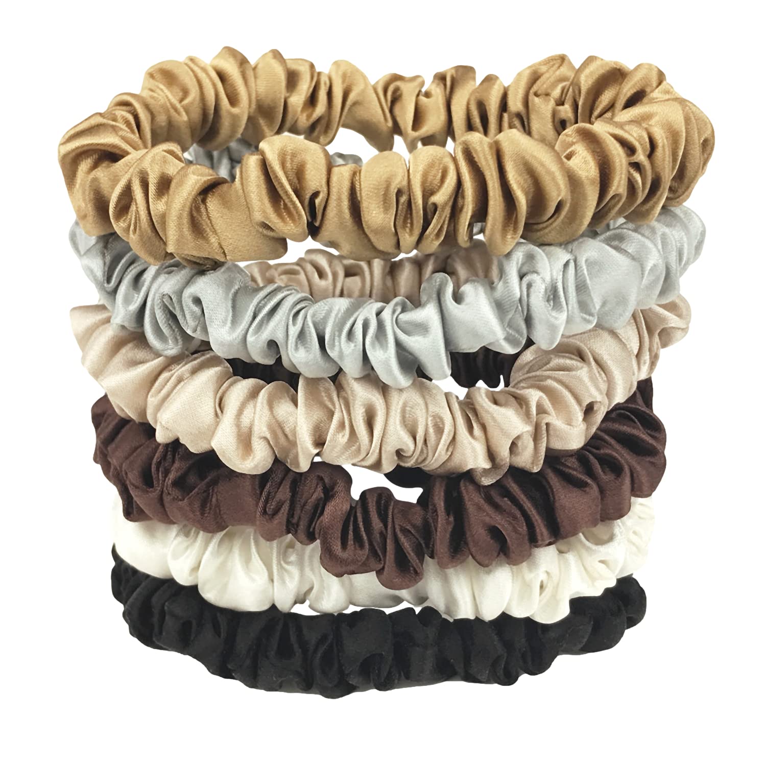 Celestial Silk Mini Scrunchies Small Mulberry Silk Scrunchy Hair Ties 22 Momme Skinny Silk Ponytail Holder, Gentle on Hair, Less