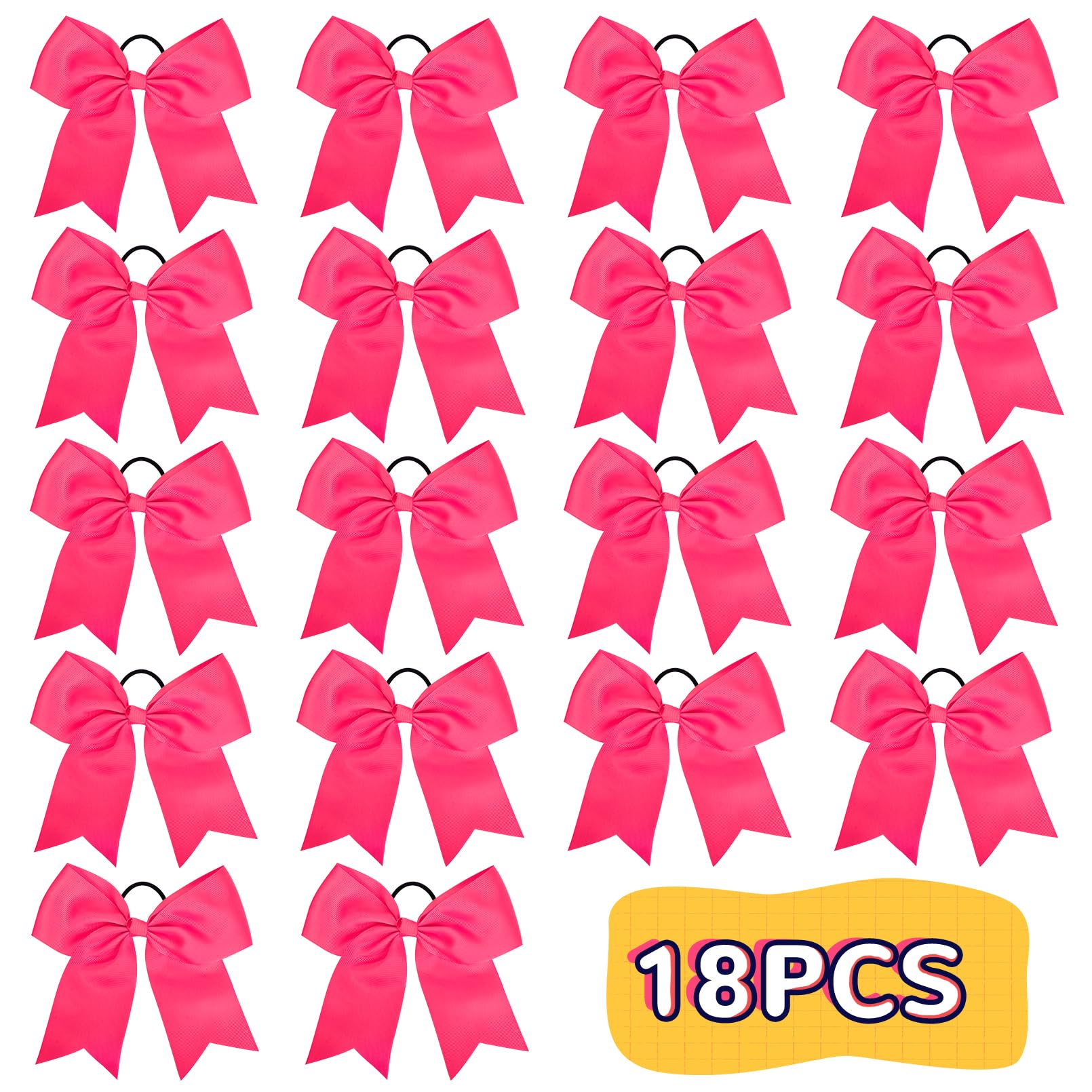 18Pcs 8'' Large Cheer Bow Rose Ponytail Holder Elastic Band Hair Ties Hair Bow Accessories For Cheerleading Teen Girls High Scho