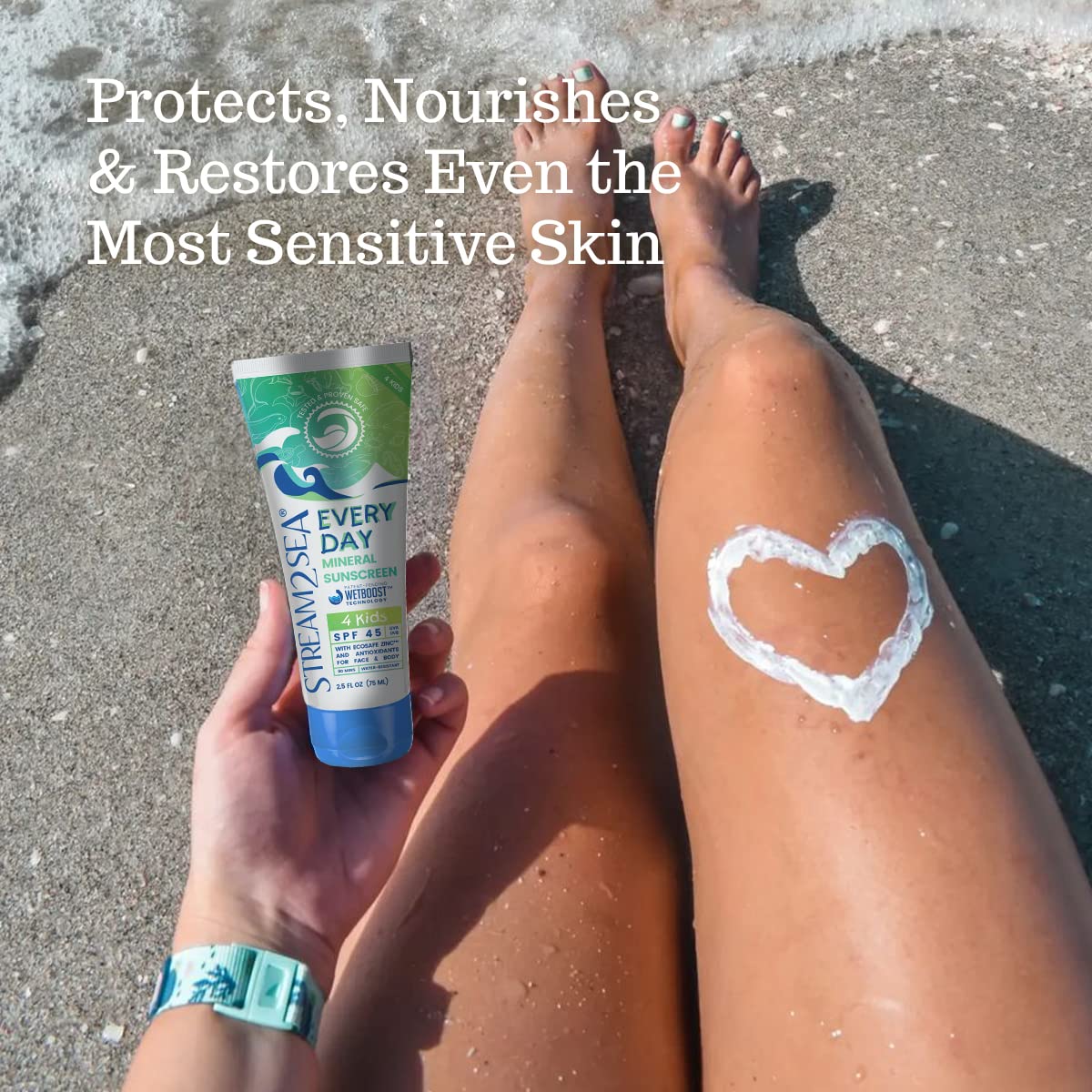 Spf 45 Every Day Kids Mineral Sunscreen | 2.5 Fl Oz Biodegradable, Paraben Free & Reef Safe Sunscreen For Face & Body For Kids |