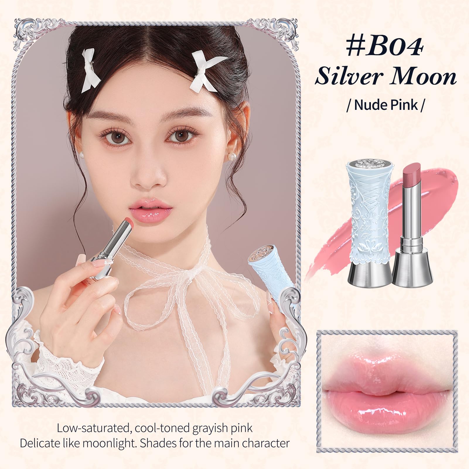 Flower Knows Swan Ballet Shine Solid Lip Gloss Stick-Moisturizing Tinted Lip Balm-Hydrating Lip Gloss In Balm-Long Lasting Lip M