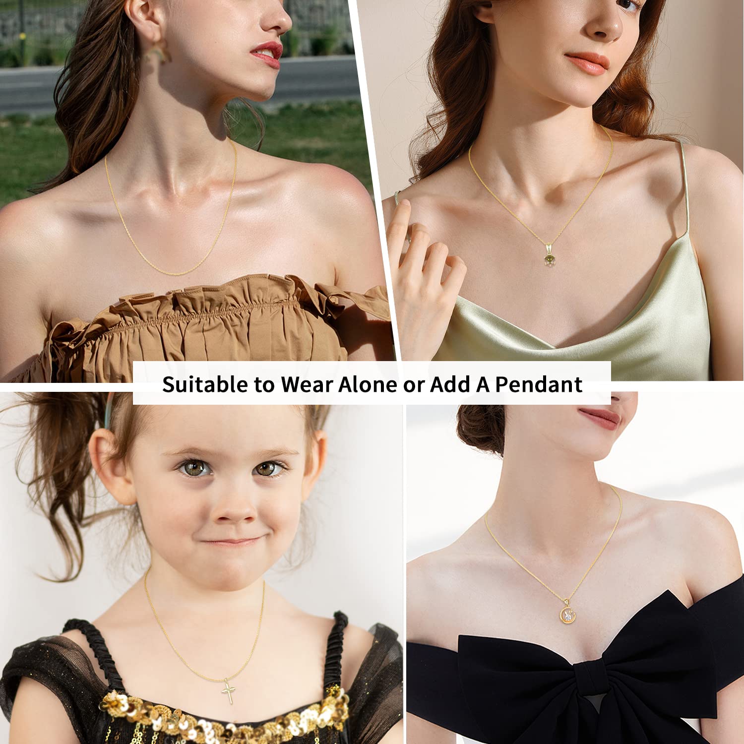 Jewlpire 18k Over Gold Chain Necklace for Women, 1.2mm Cable Chain Gold Chain Sturdy & Shiny Women 's Chain Necklaces, 17 Inches