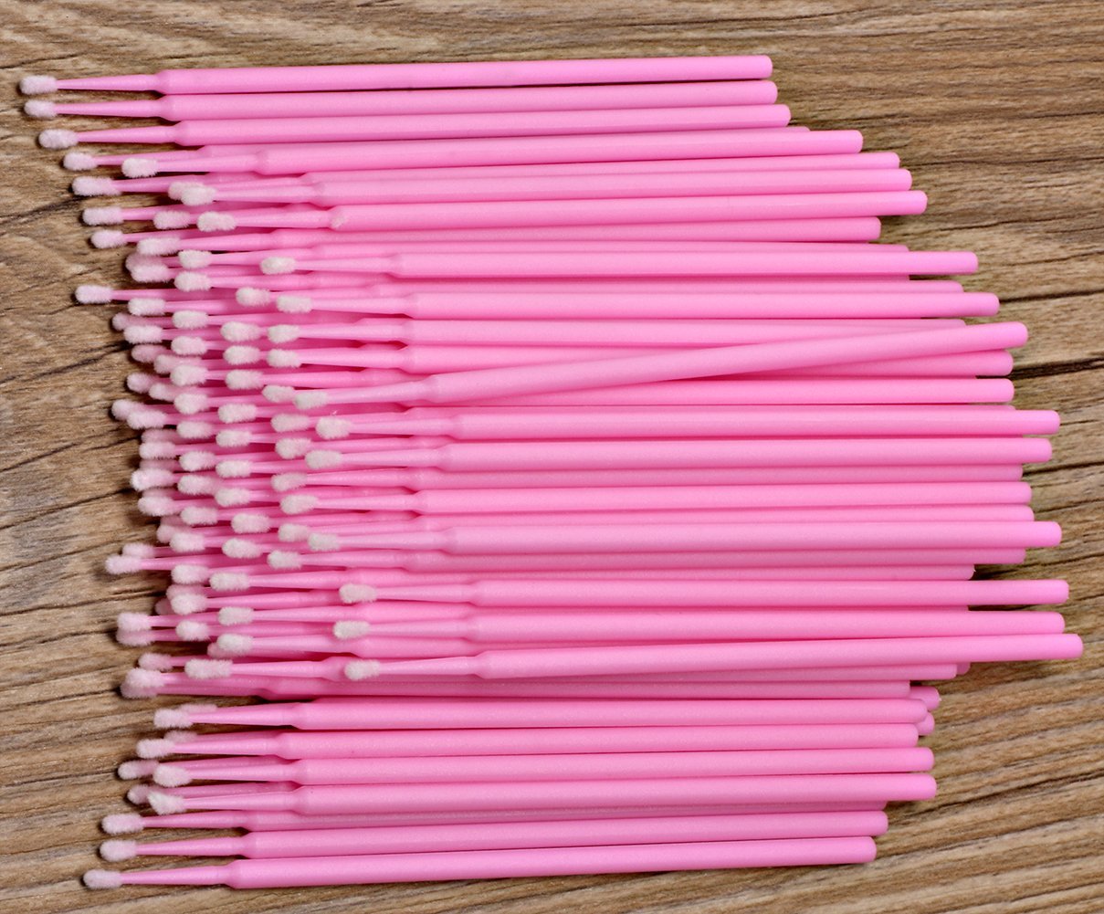 Mini Skater 100 Pcs Eyelash Cotton Swabs 2.0 Mm Head Diameter Multipurpose Micro Applicators Dental Bendable Brush For Salon Hom