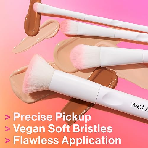 wet n wild Foundation Brush - Densely-Packed Synthetic Bristles, Ergonomic Handle, 7.28 in, Ideal for Liquid, Cream & Powder, Model C795A