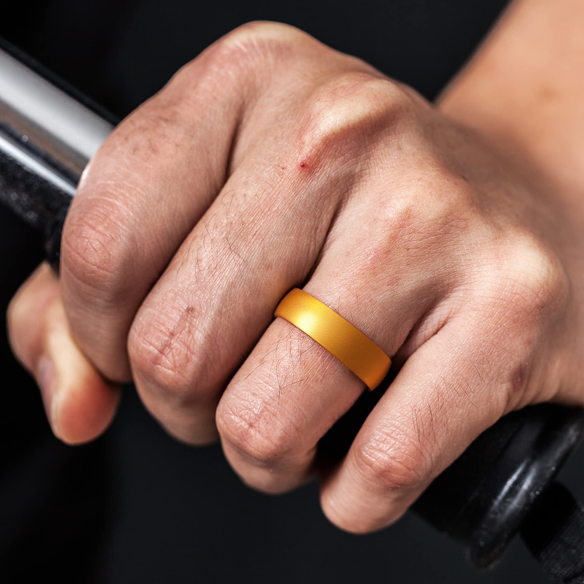 ThunderFit Silicone Rings for Men and Women, 6mm Wide - 1.5mm Thick (Gold - Size 6.5-7 (17.75mm))