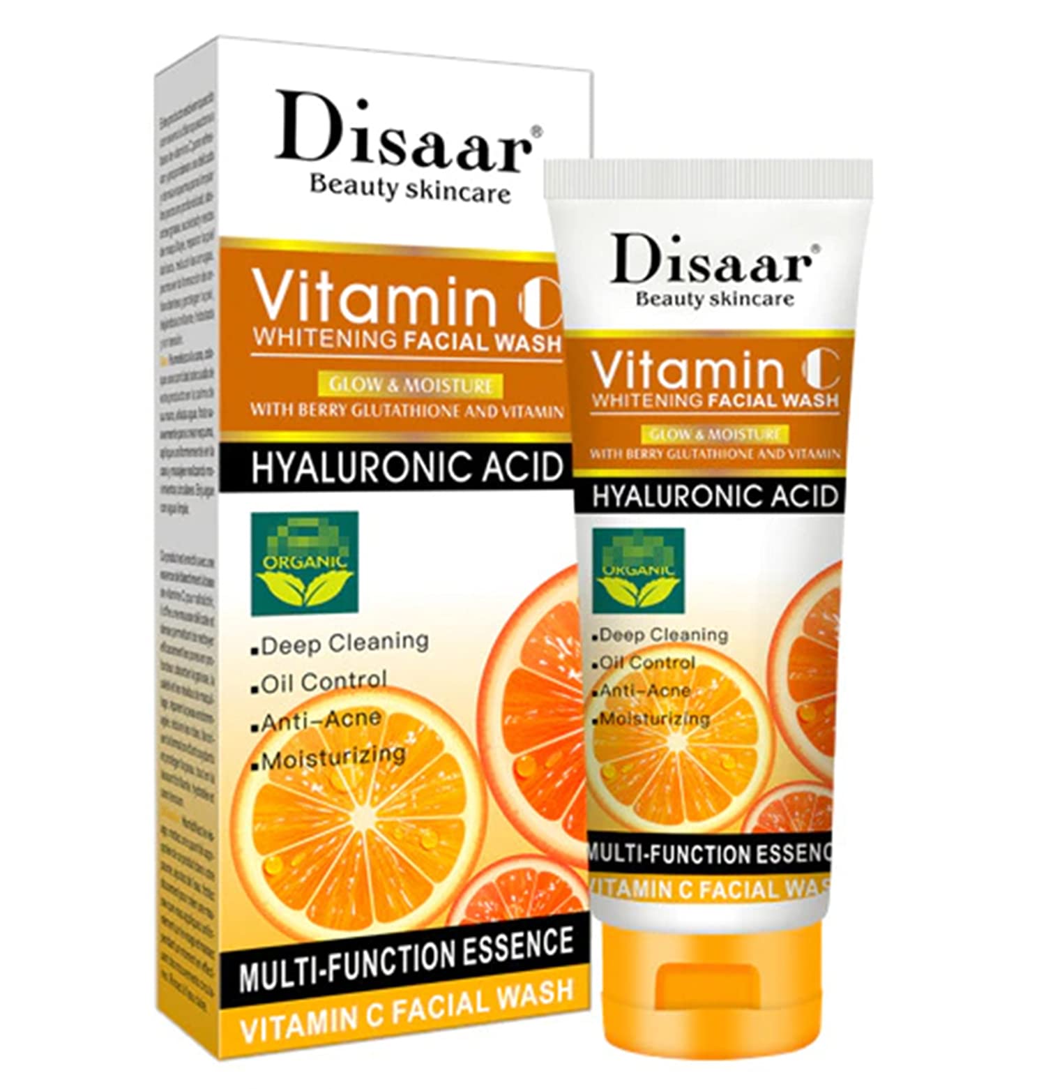DISAAR Beauty Skincare Vitamin C Facial Wash Foam Hyaluronic Acid Berry Glutathione Moisturizing Cleaning Anti-Acne Oil Control 