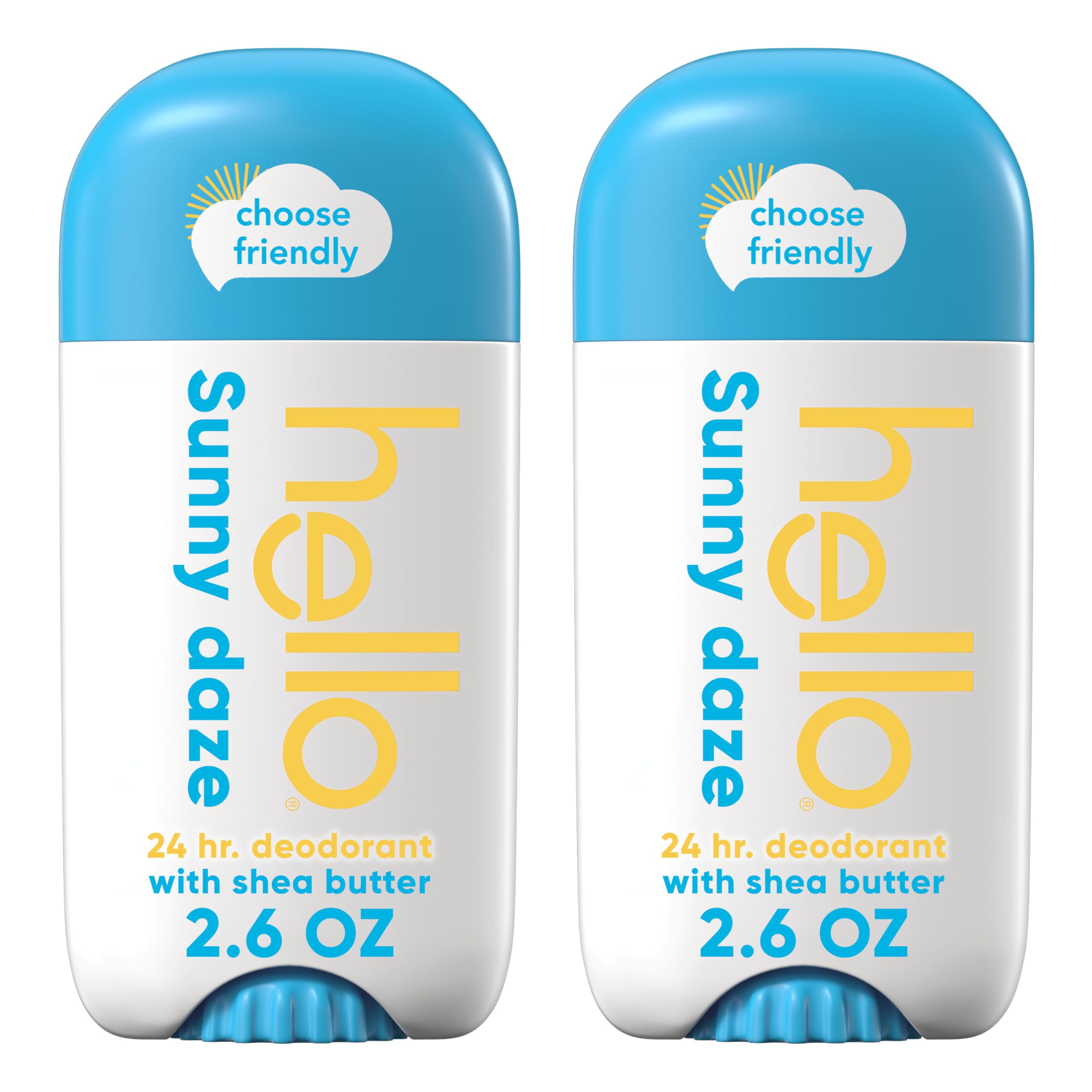 hello Sunny Daze Aluminum Free Deodorant for Women and Men with Shea Butter, 24-Hour Freshness, Baking Soda Free Deodorant, Derm