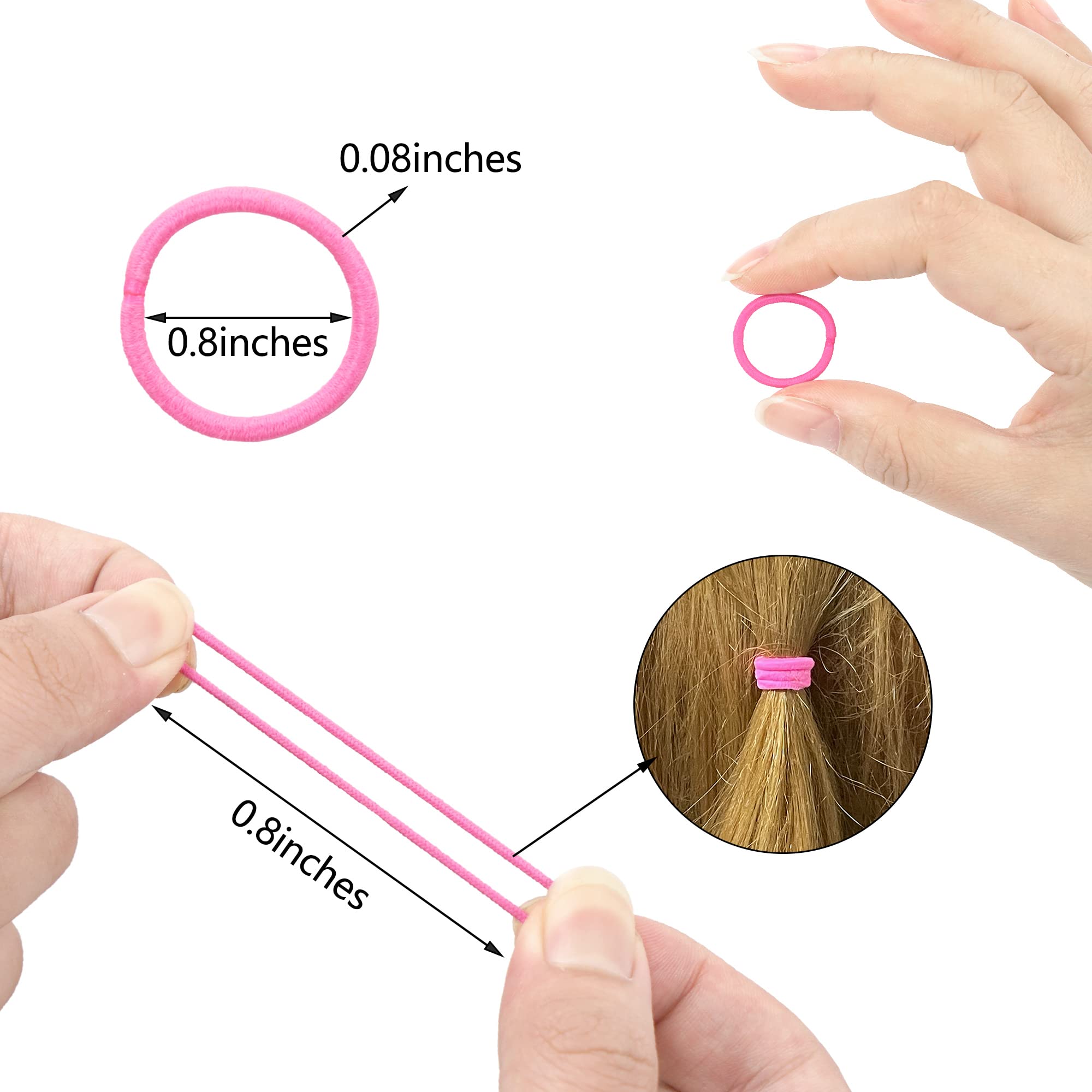CÉLLOT Baby Hair Ties - 360PCS Elastic Ponytail Holders, No Crease, 2cm Diameter, Mix Colors, Ideal for Toddlers & Kids