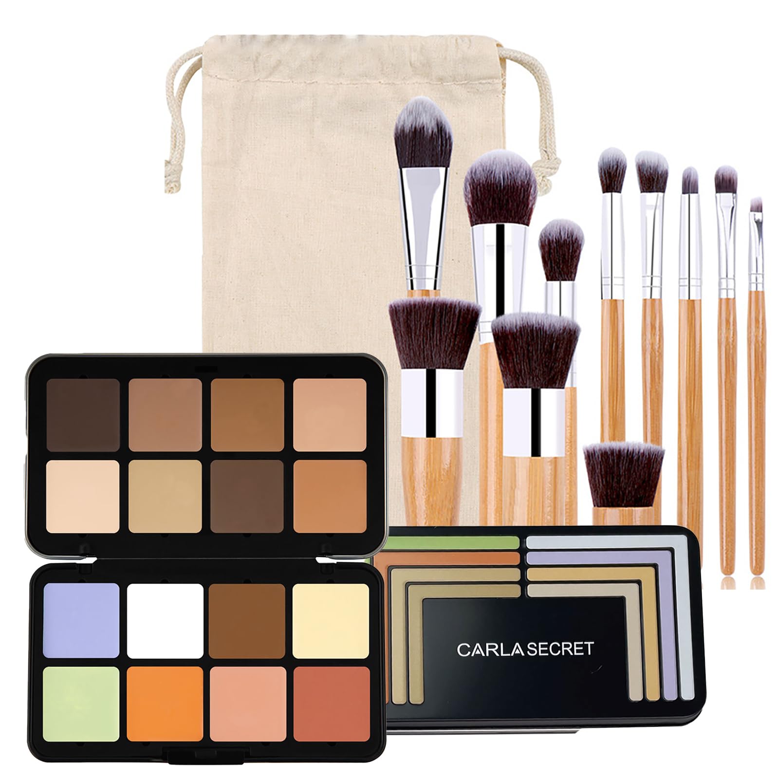 Joyeee Color Correcting Concealer Palette, Contouring Foundation Creamy Contour Multi-Palette With 8 Makeup Brush Set For Founda
