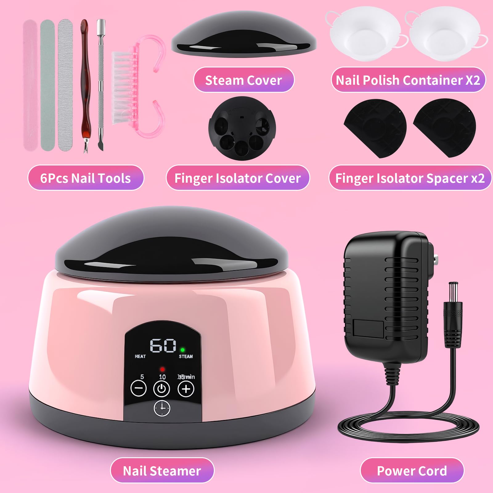 ANGNYA Electric Nail Soaking Bowl, Adjustable Temperature Gel Nail Polish Remover Machine Automatic Quick Remove Gel Steam Soak
