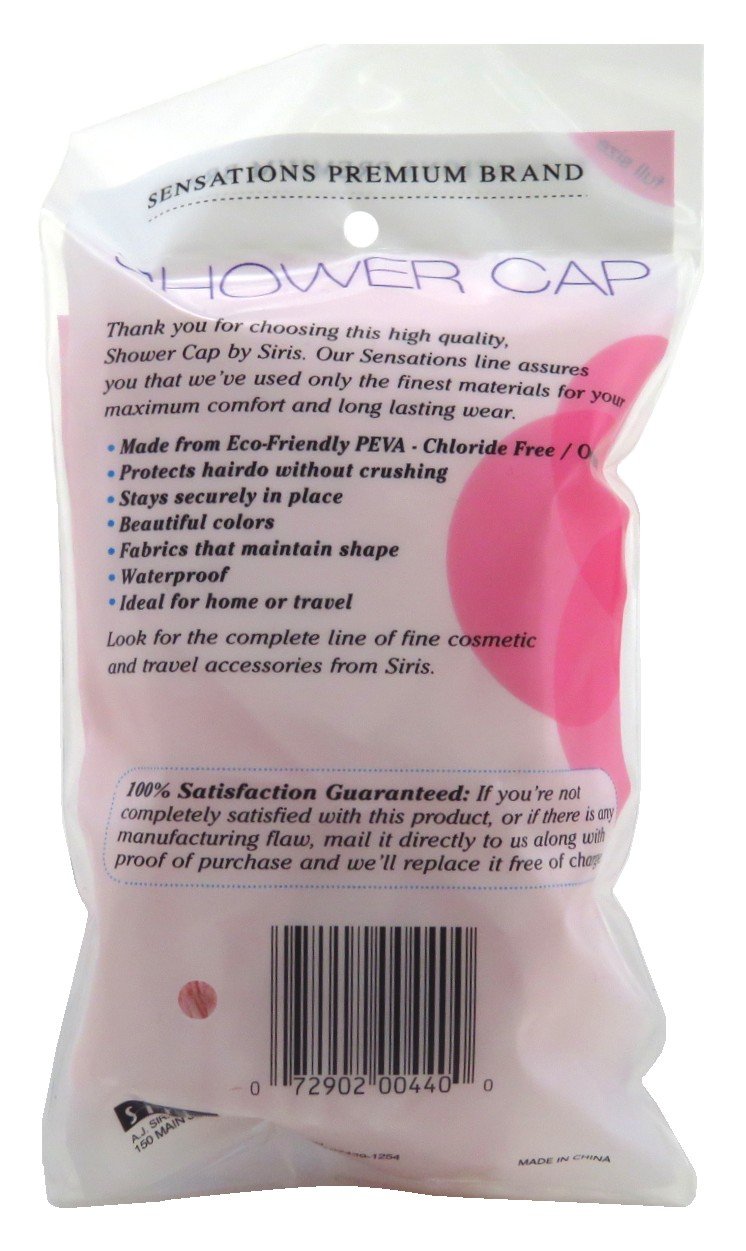 Siris Shower Cap Full Size Satin Lined Vinyl (6 Pack)