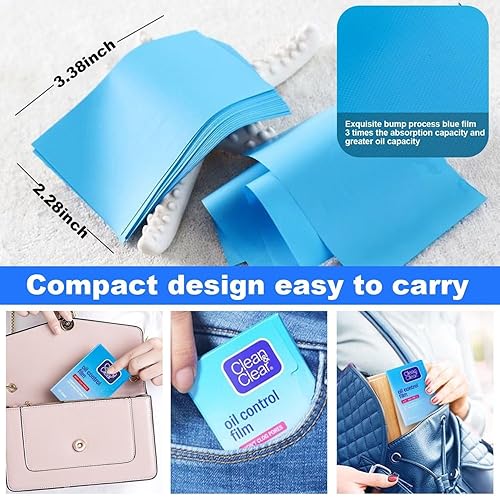 Oil Control Film Replacment for Clean & Clear Oil-absorbing Sheets,5 Pack (300 sheets) Blotting Sheets for Face,9% Larger,Makeup