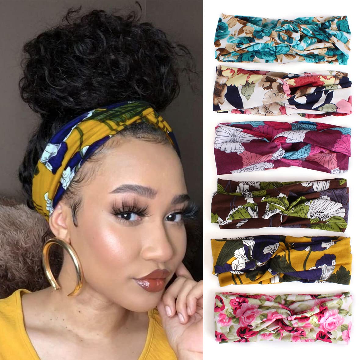 XTREND 8 Pcs Nylon Headbands for Women, Cross Knotted Elastic Headbands, Hair Accessories for Women Yoga Workout, Non-Slip Sweat