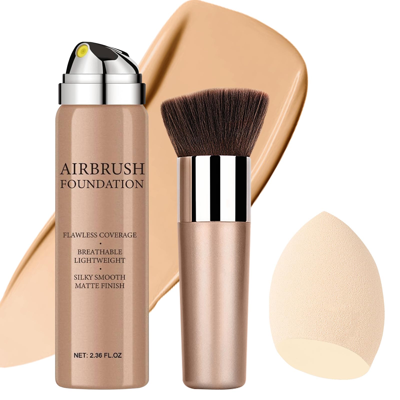 Airbrush Foundation Makeup Spray, Long Lasting Waterproof Full Coverage Foundation For Brighten, Concealer And Hydrating, Natura