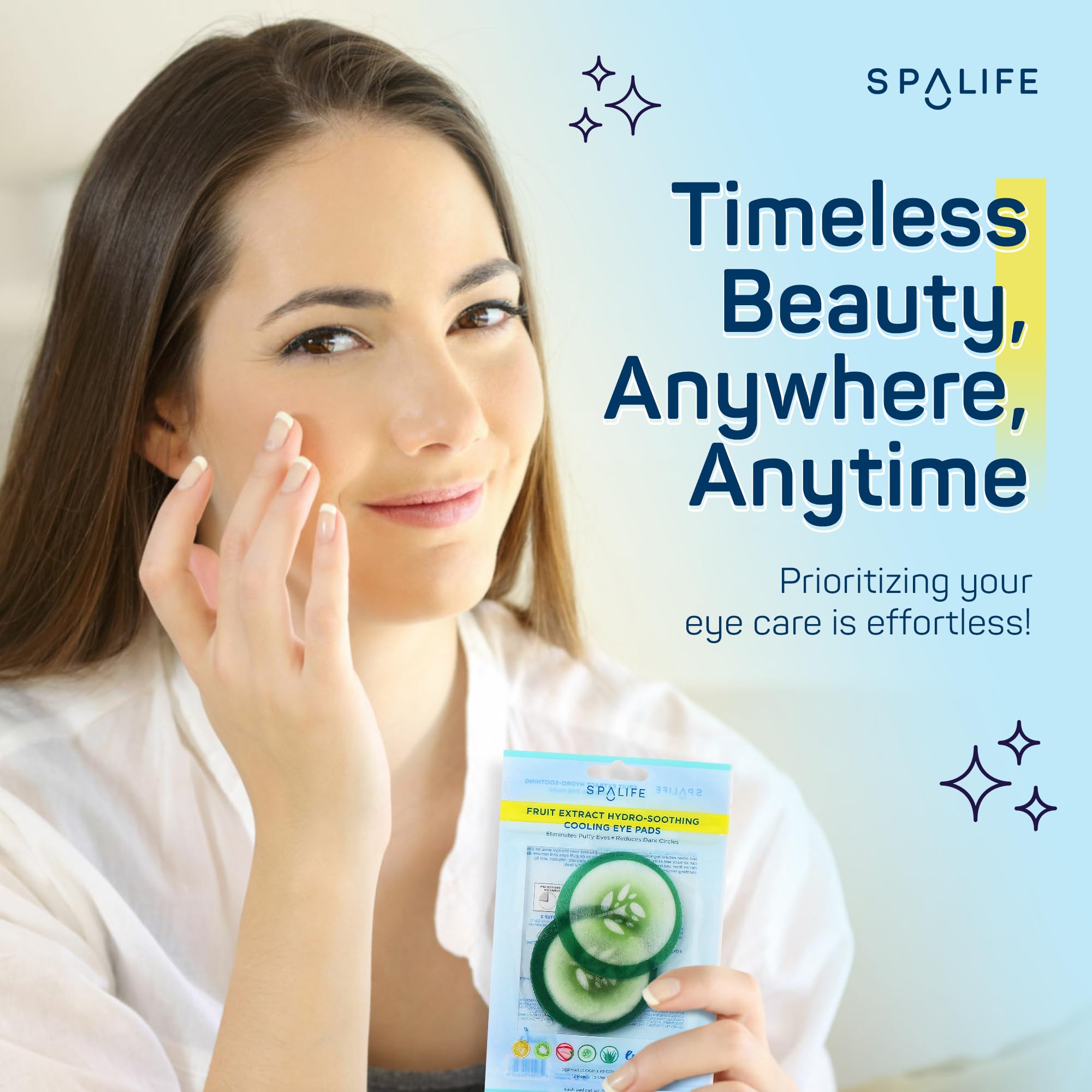 Spalife Cooling Eye Pads - Korean Soothing Eye Pads For Dark Circles, Puffy Eyes, And Wrinkles - 48 Pads With Fruit + Vegetable