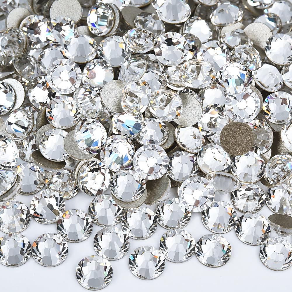 Blinginbox 288 Pieces SS30/6.4-6.6mm Clear Crystal Flat Back Brilliant Round Rhinestones Glass Stones Glitter Gems Crystals Diam