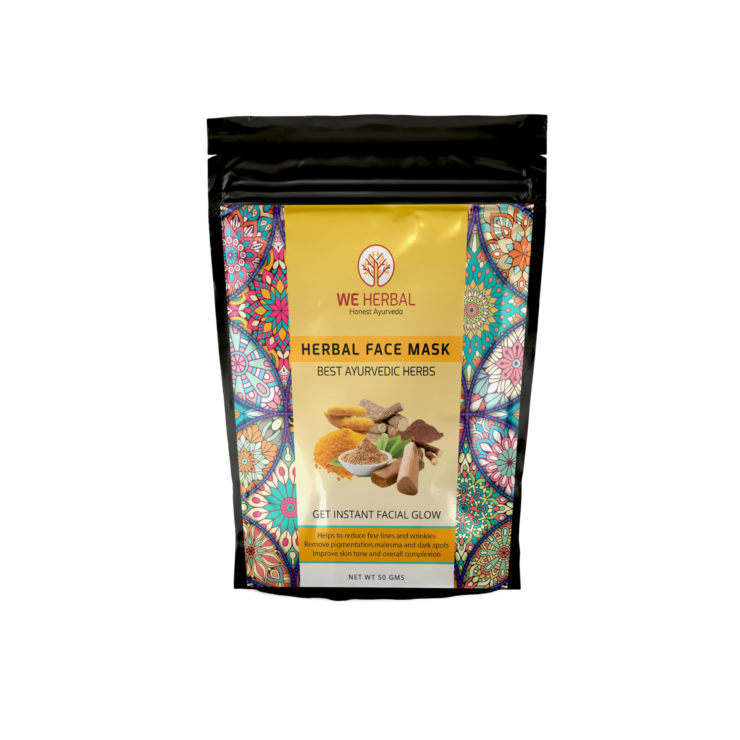 We Herbal Face Mask | Instant AtHome Facial With Manjistha, Licorice & Amba Haldi | Detoxifies, Soothes & Brightens | 100% Natu