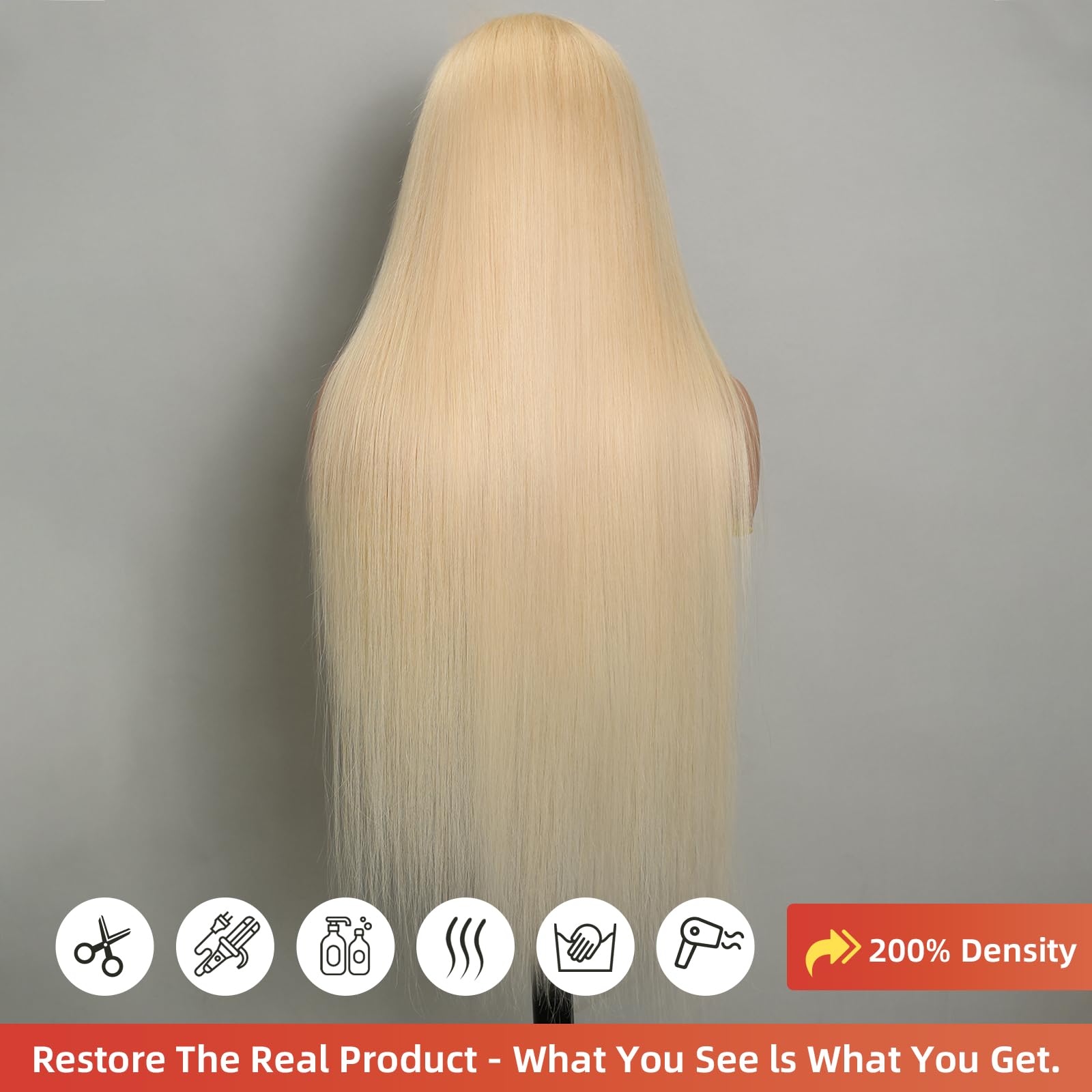 MEGALOOK Wear and Go Glueless Wigs Human Hair Pre Plucked Pre Cut 613 HD Lace Frontal Wig 13x4 HD Lace Front Wigs 613 Straight L