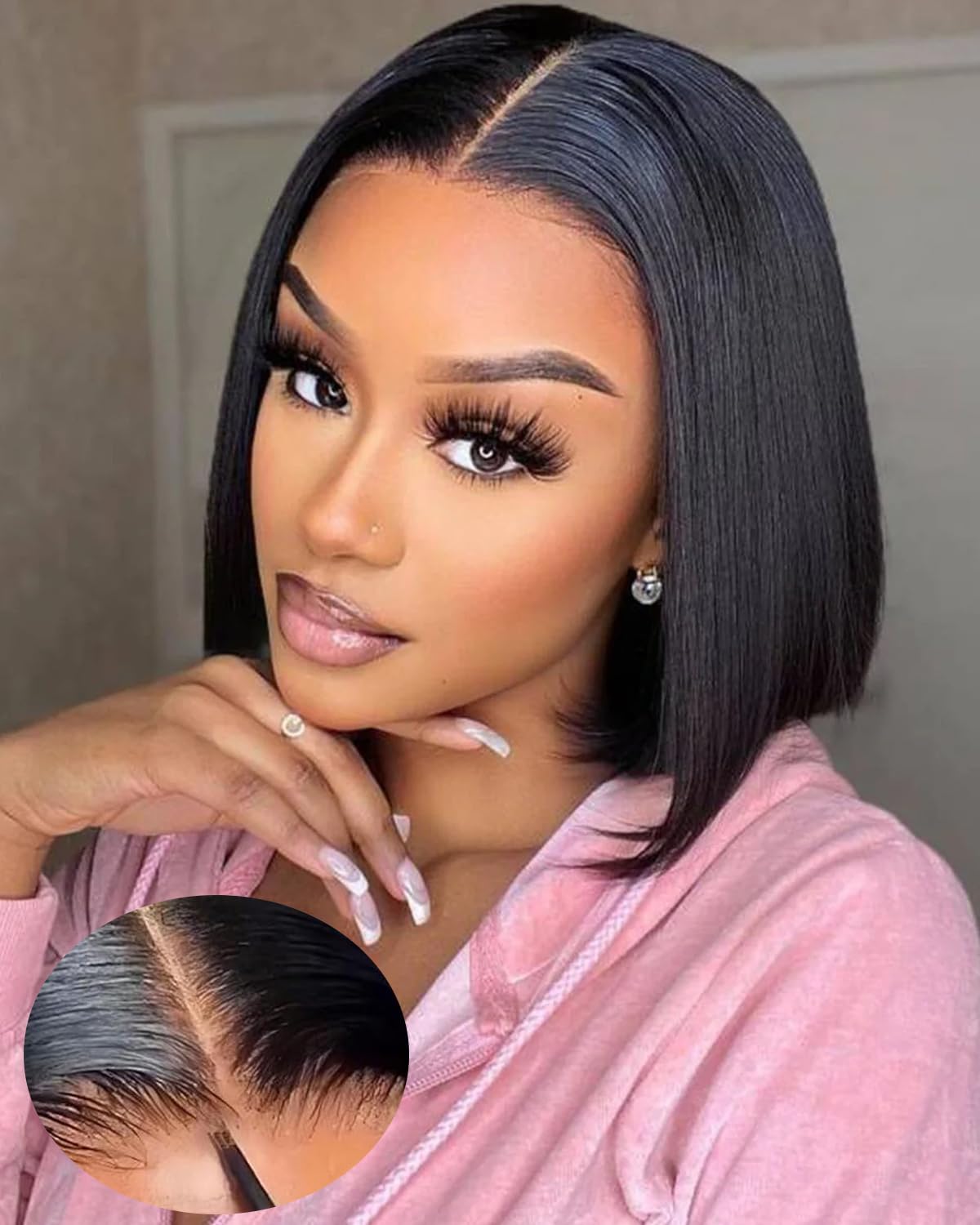 V SHOW Wear and Go Glueless Bob Wig Human Hair for Beginners Glueless Bob Wigs Human Hair Pre Plucked Pre Cut Wear Go Glueless B