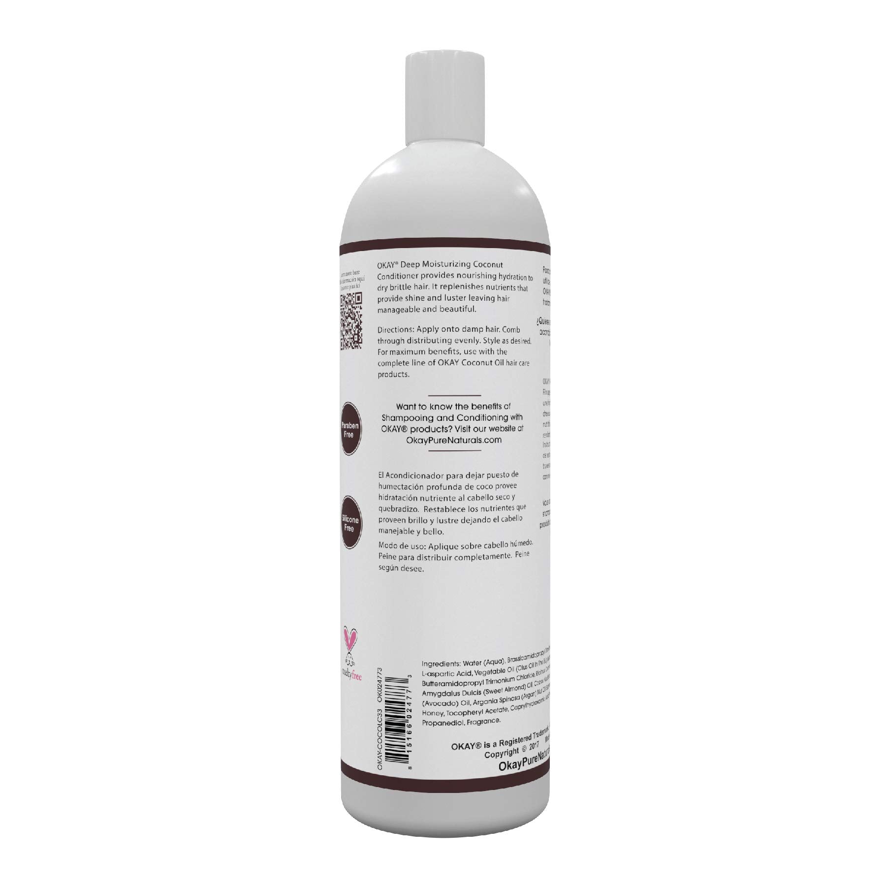 OKAY Coconut Deep Moisturizing Leave In Conditioner Helps Replenish Moisture And Elasticity For Healthy Strong Hair Sulfate,Sili