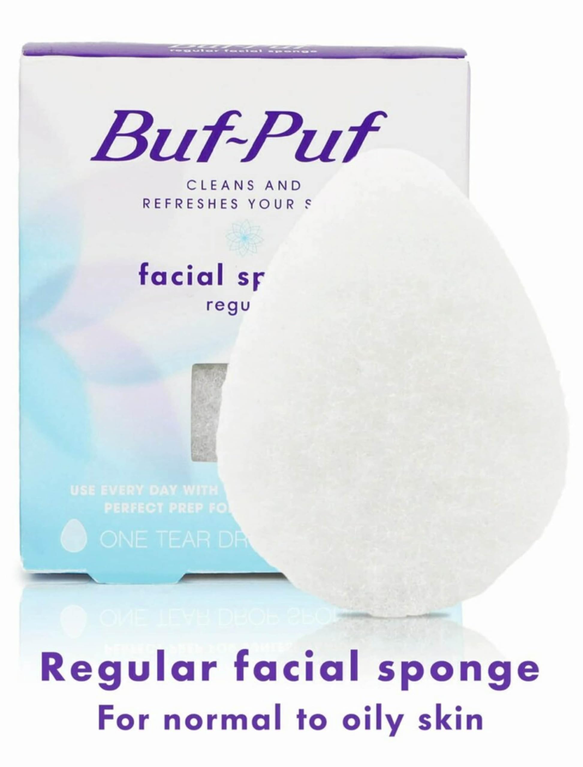 Buf-Puf Facial Sponge, Reusable Exfoliating for Deep Clean, 10 Count, White, Dermatologist Developed