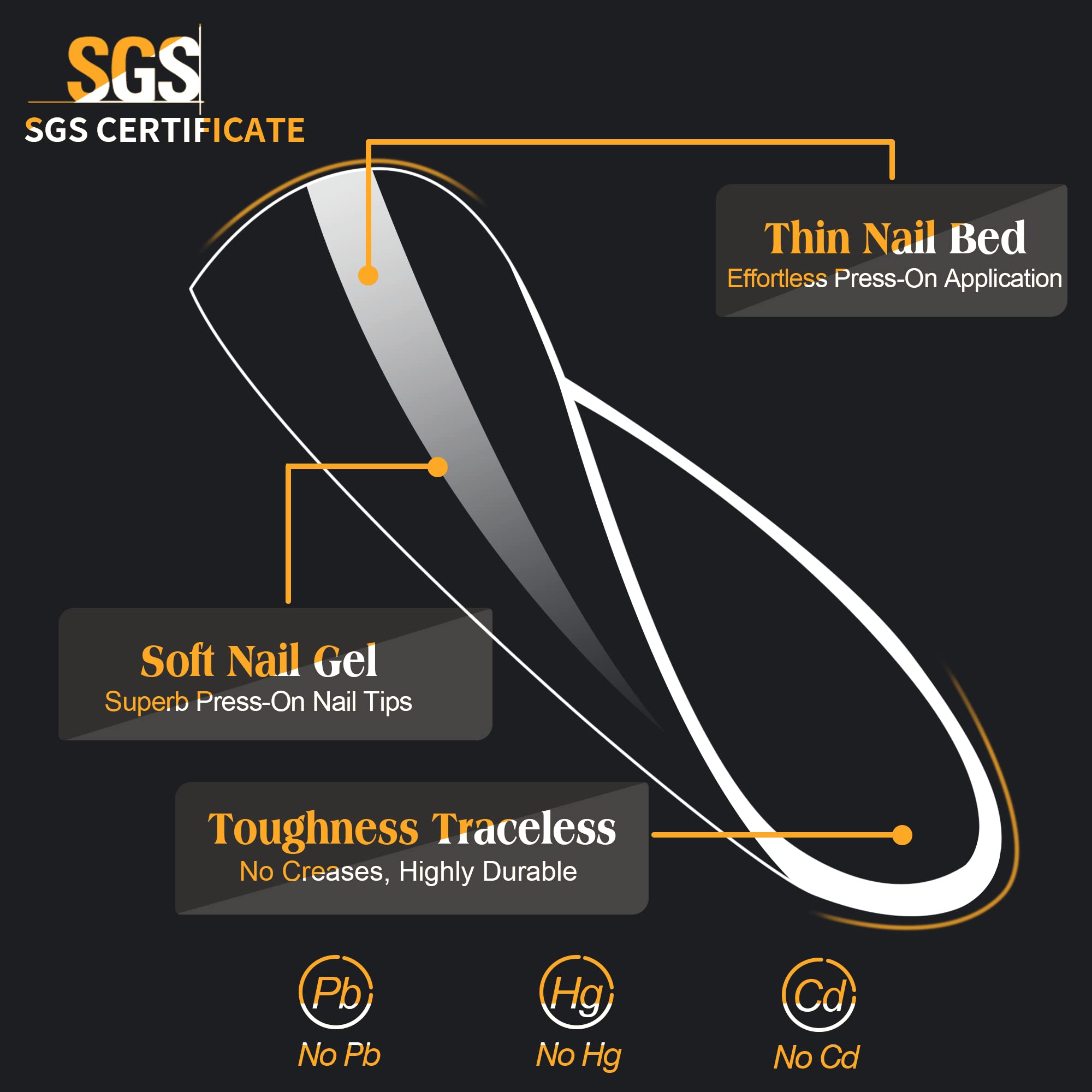 Una Gella Almond False Nails, 504Pcs Soft Gel Tips, Clear, Medium, 12 Sizes, For Nail/Dip/Poly Extensions, Press On Nails
