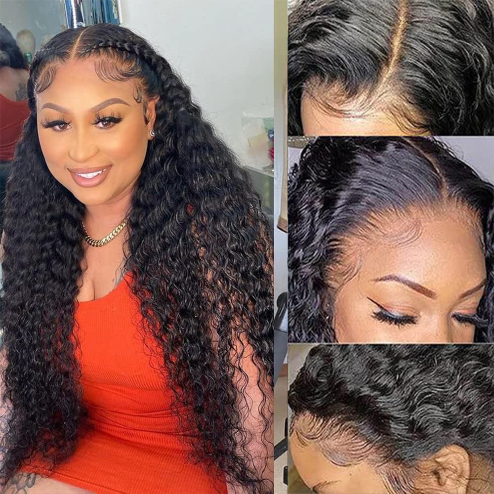 250% Density 13X6 Hd Transparent Curly Lace Front Wig Human Hair Pre Plucked Glueless Kinky Curly Lace Front Wig Human Hair Wigs