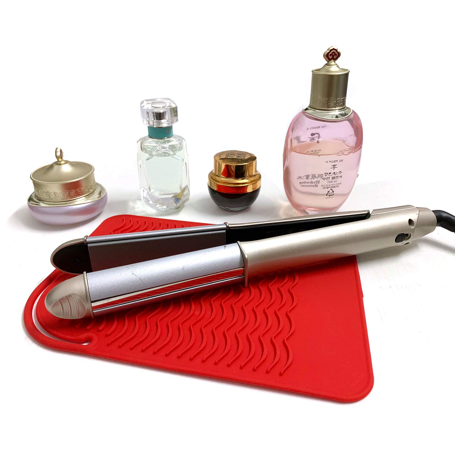 Flat Iron Travel Mat, Curling Iron Counter Protector with Heat Resistant Glove for Curling Irons, Hair Straightener, Flat Irons