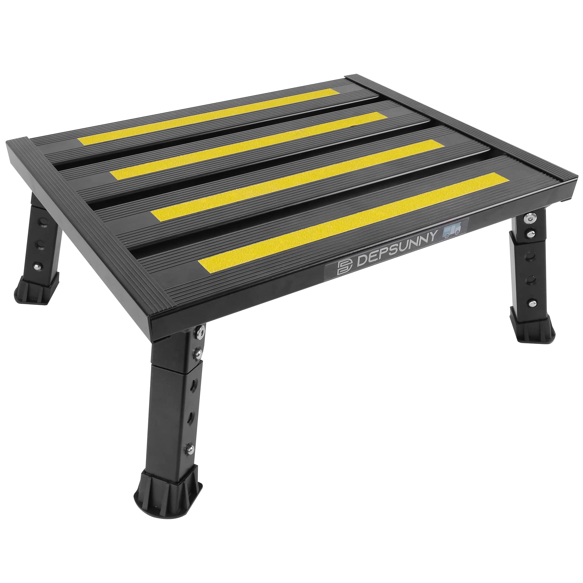 DEPSUNNY Adjustable Height Aluminum RV Step, Stable Foldable Platform Step Stool, Supports Up to 1,000 lb, Non-Slip Rubber Feet 