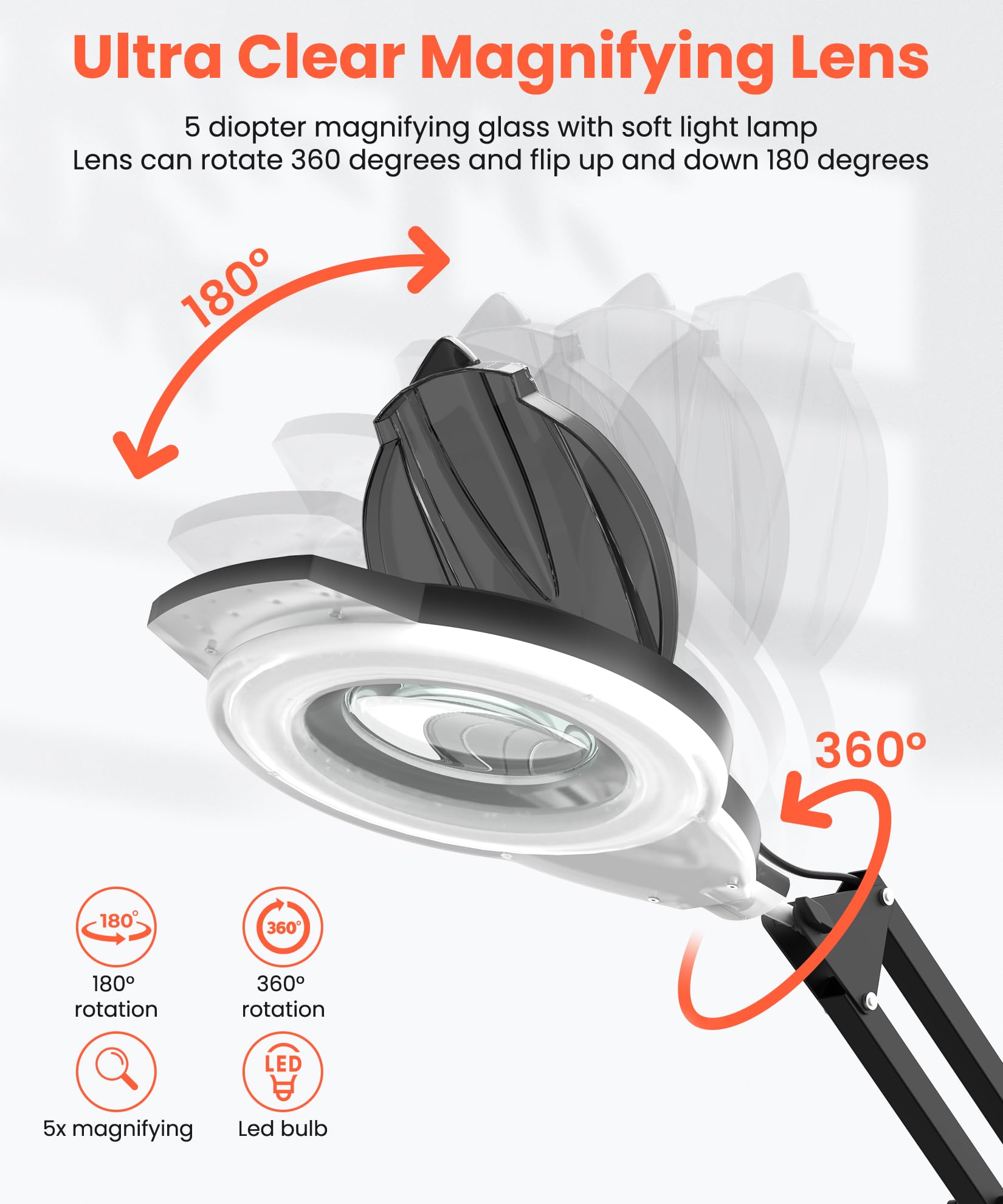Tasalon Professional Facial Steamer With 5X Magnifying Lamp, 2-In-1 Esthetician Steamer On Wheels With Ozone And Hot Mist, Ionic