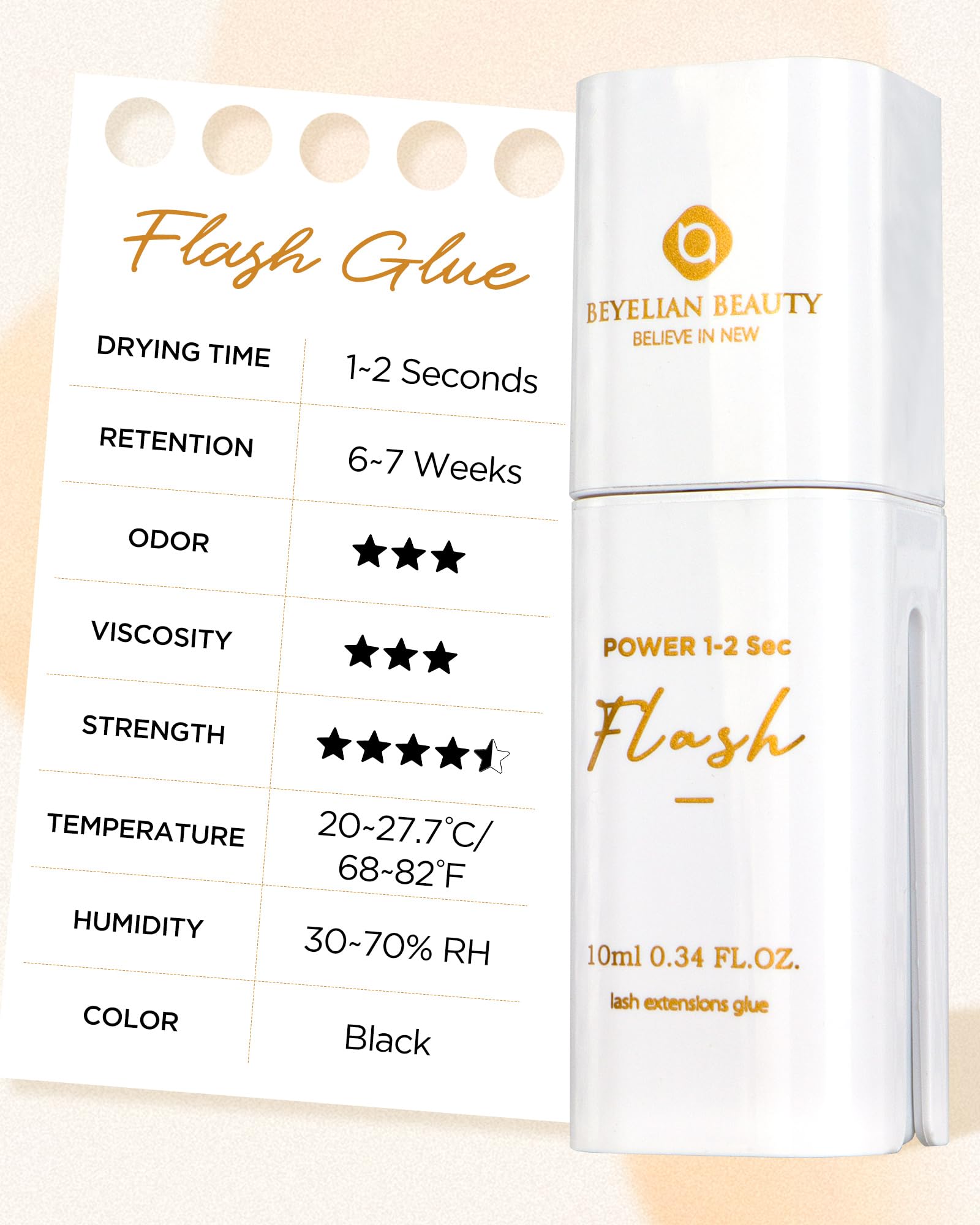 Eyelash Extension Glue, Lash Glue for Eyelash Extensions 10 ml, Smart Drop Technology Flash Glue for Classic and Volume Lashes,