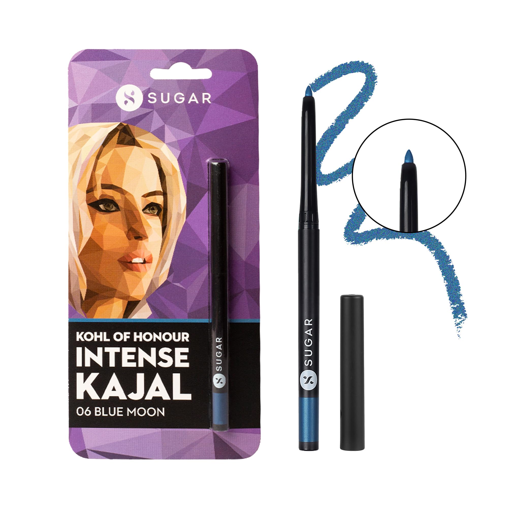 Sugar Cosmetics Kohl Of Honour Intense Matte Kajal | Waterproof & Smudgeproof | Lasts Upto 10Hrs | 0.25Gm - 06 Blue Moon