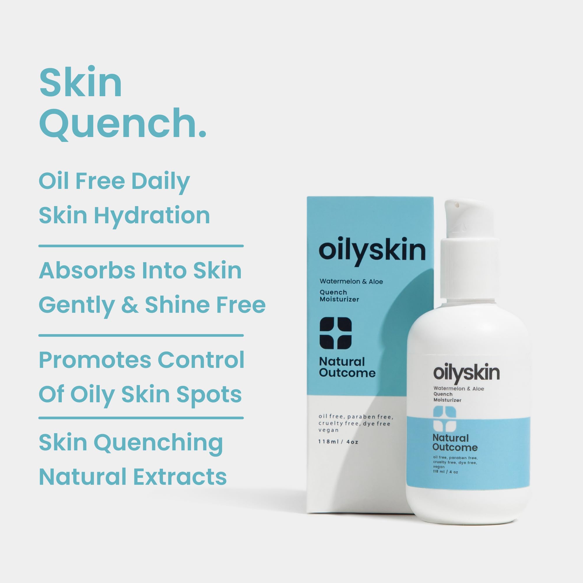 Natural Outcome Oily Skin Moisturizer | Oil Free Daily Facial Moisturizer Gel W/Hyaluronic Acid | Watermelon & Aloe Vera Hydrati