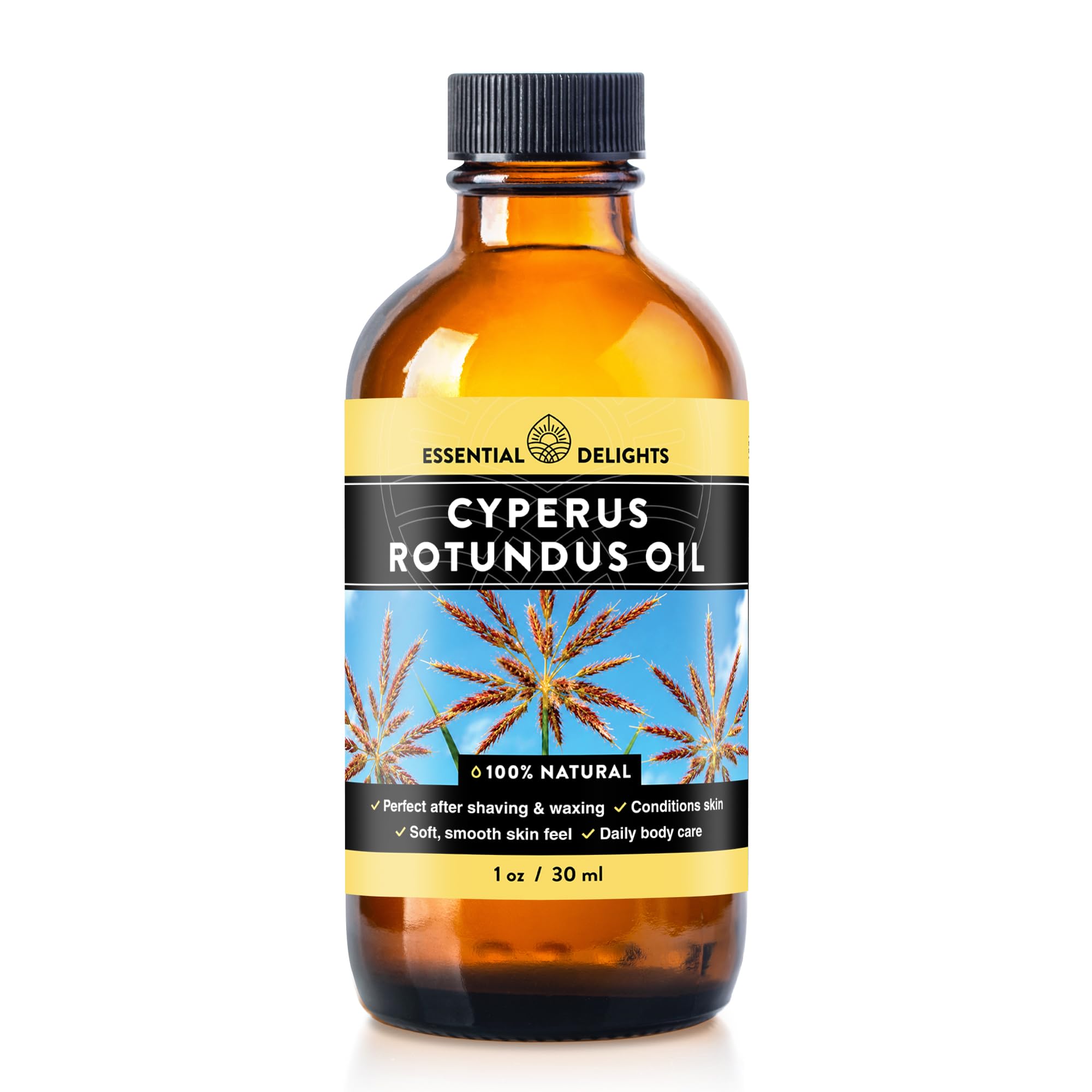 Essential Delights Cyperus Rotundus Oil for Hair Removal, Naturally Reduce Unwanted Hair Growth, Soothes Skin & Minimizes Pores,