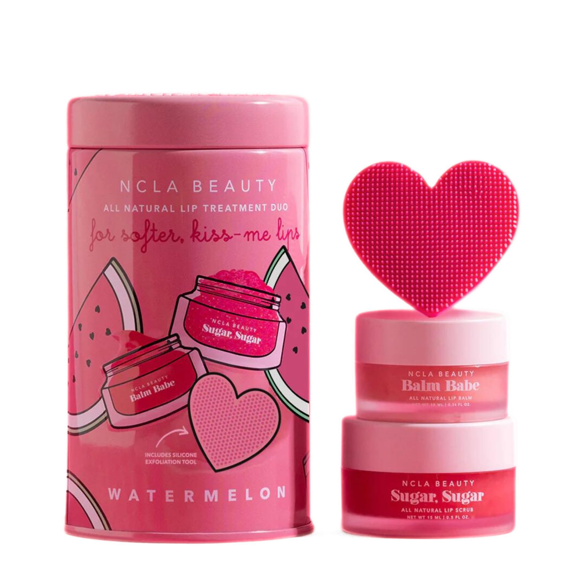 NCLA - Lip Care Set + Lip Scrubber | Clean, Natural, Non-Toxic Beauty (Watermelon)